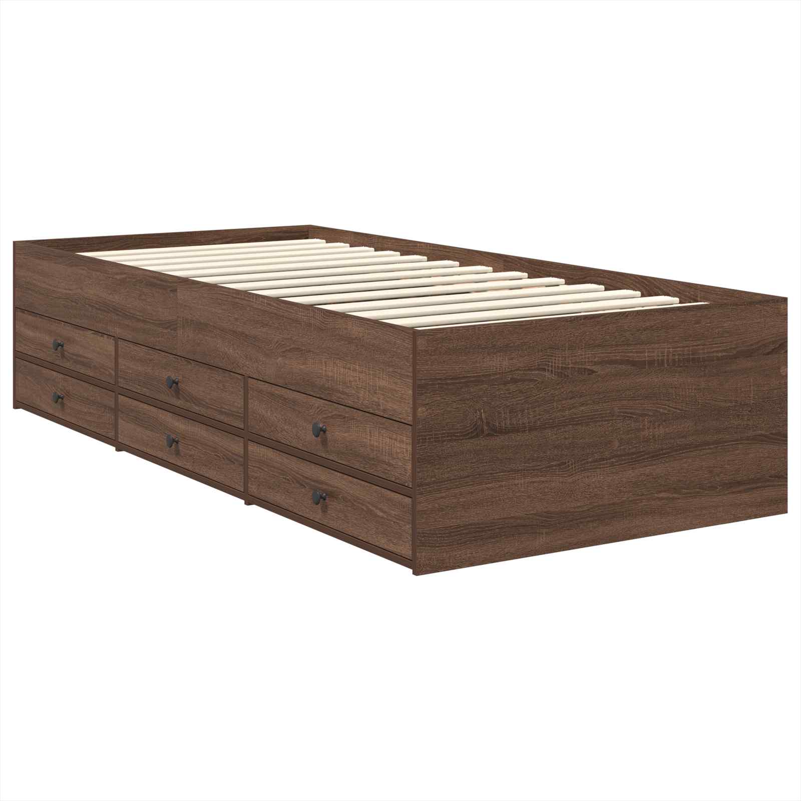 Lit d'appoint Chêne fumé et noir 75 x 190 cm Bois d'ingénierie - XIOS