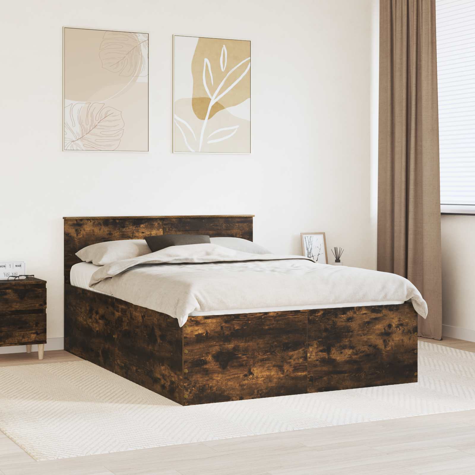 Cadre de lit Chêne fumé 160 x 200 cm Bois d'ingénierie - XIOS