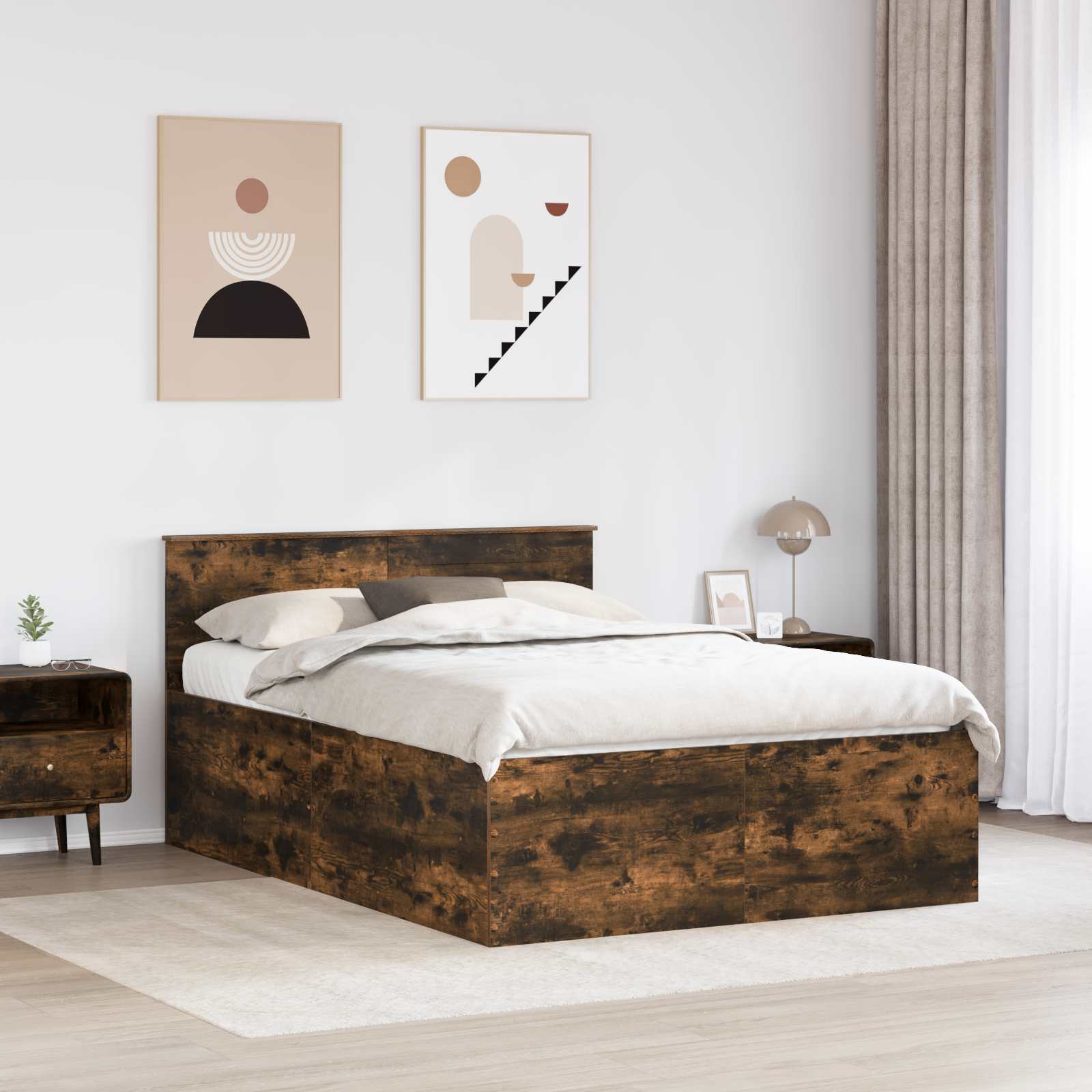 Cadre de lit Chêne fumé 160 x 200 cm Bois d'ingénierie - XIOS