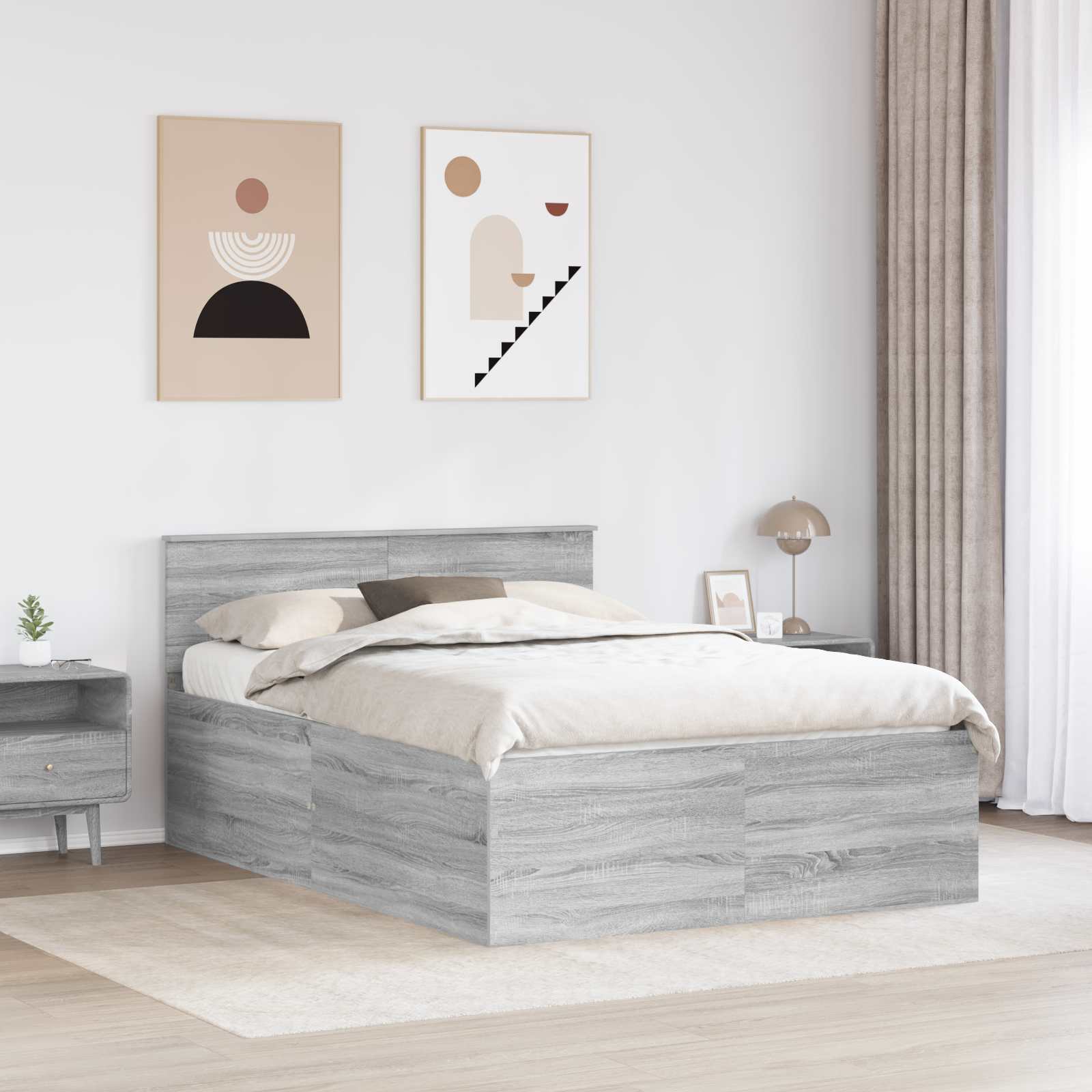 Cadre de lit Gris Sonoma 160 x 200 cm Bois d'ingénierie - XIOS