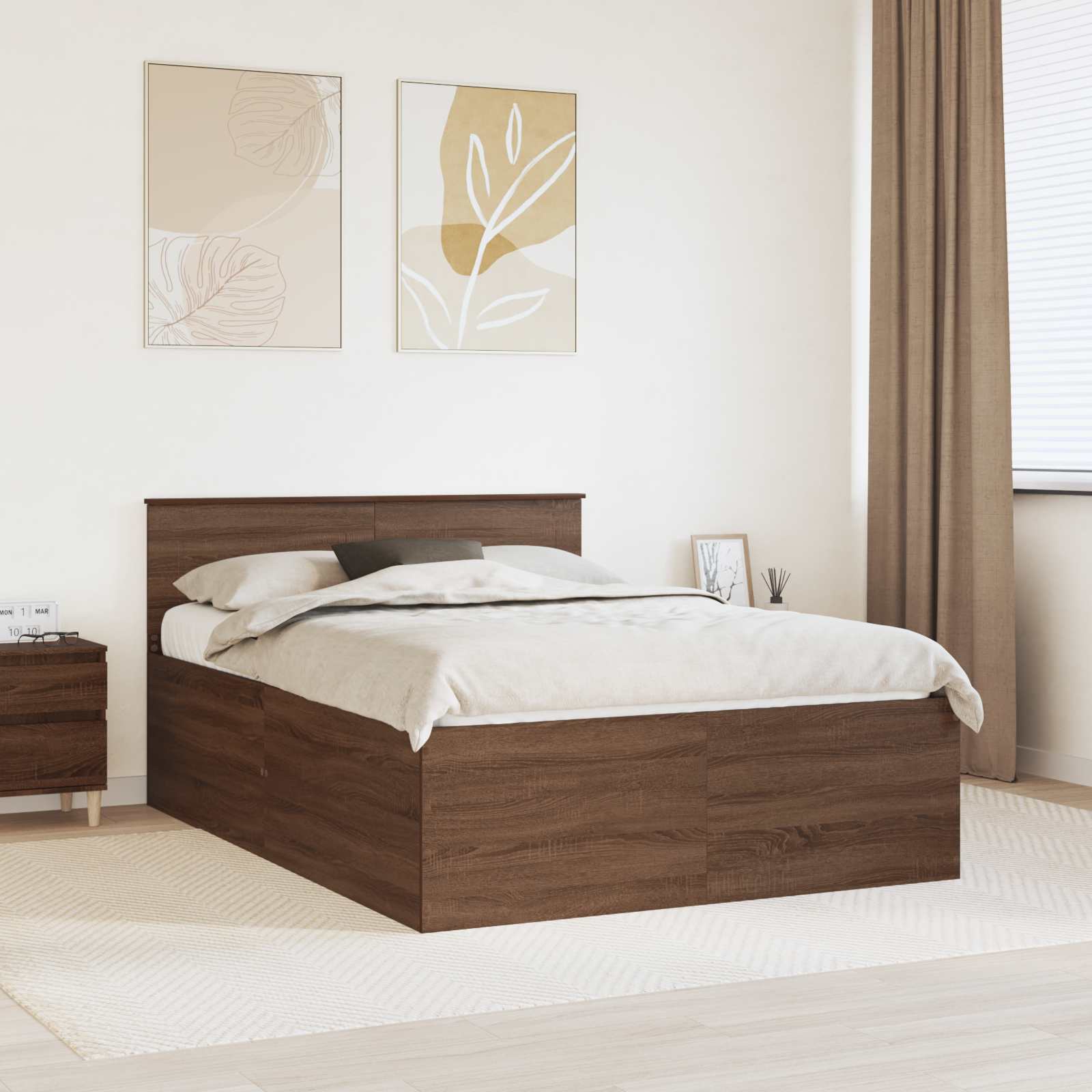 Cadre de lit Chêne brun 150 x 200 cm Bois d'ingénierie - XIOS