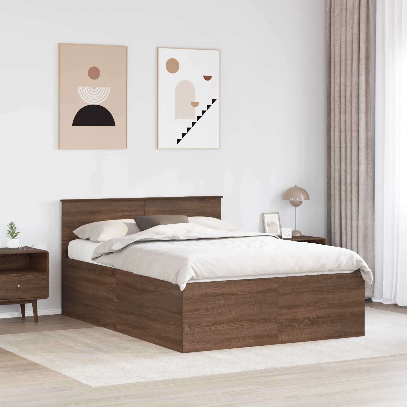 Cadre de lit Chêne brun 150 x 200 cm Bois d'ingénierie - XIOS