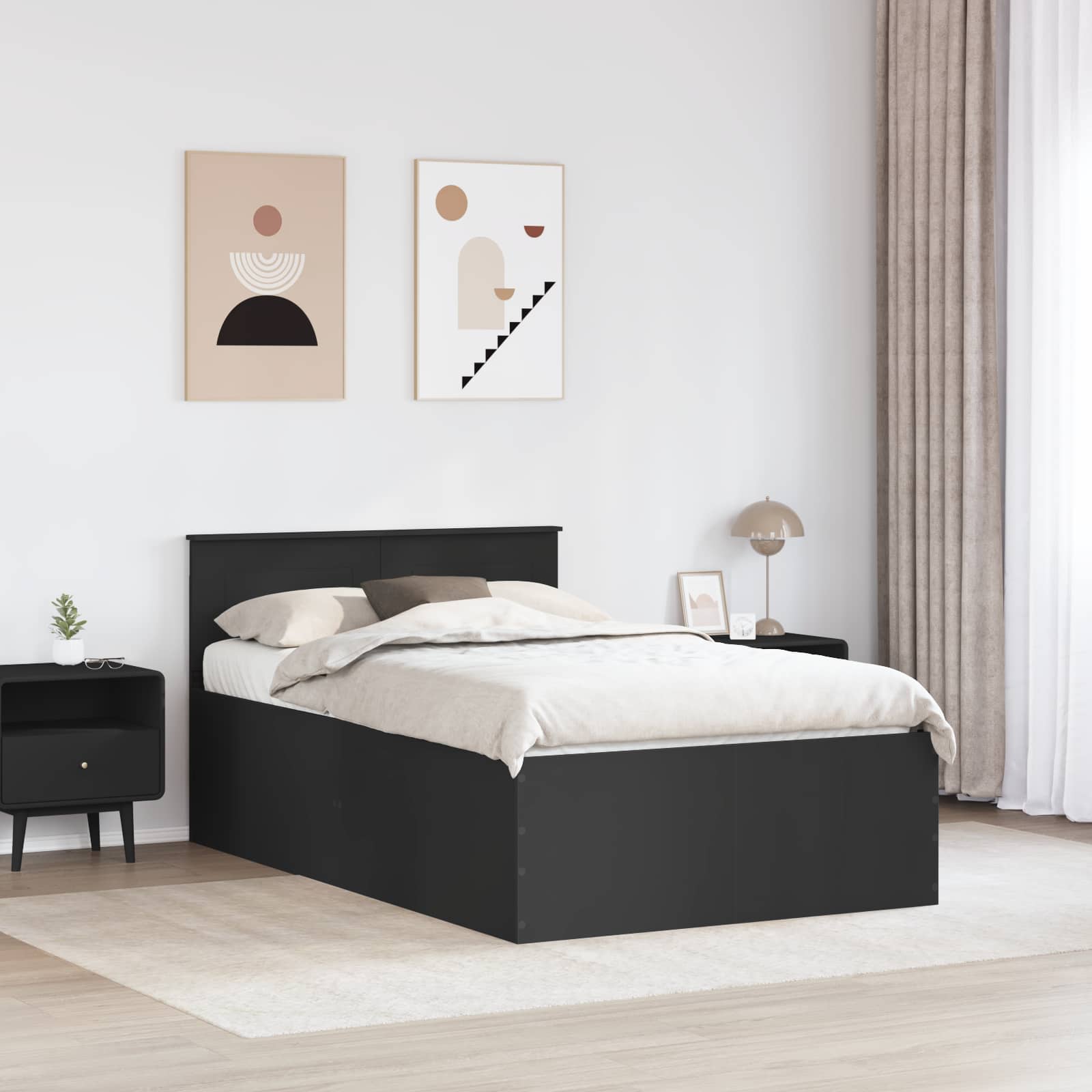 Cadre de lit Noir 135 x 190 cm Bois d'ingénierie - XIOS