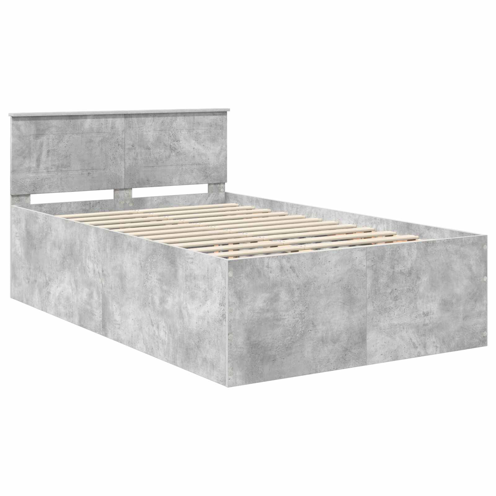 Cadre de lit Gris béton 135 x 190 cm Bois d'ingénierie - XIOS