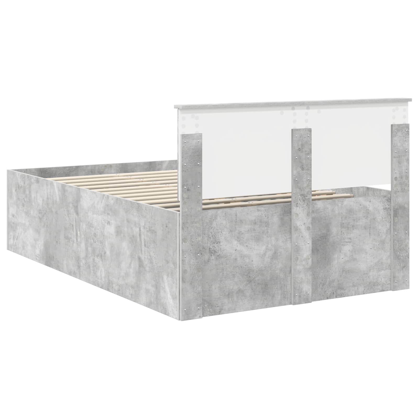 Cadre de lit Gris béton 135 x 190 cm Bois d'ingénierie - XIOS