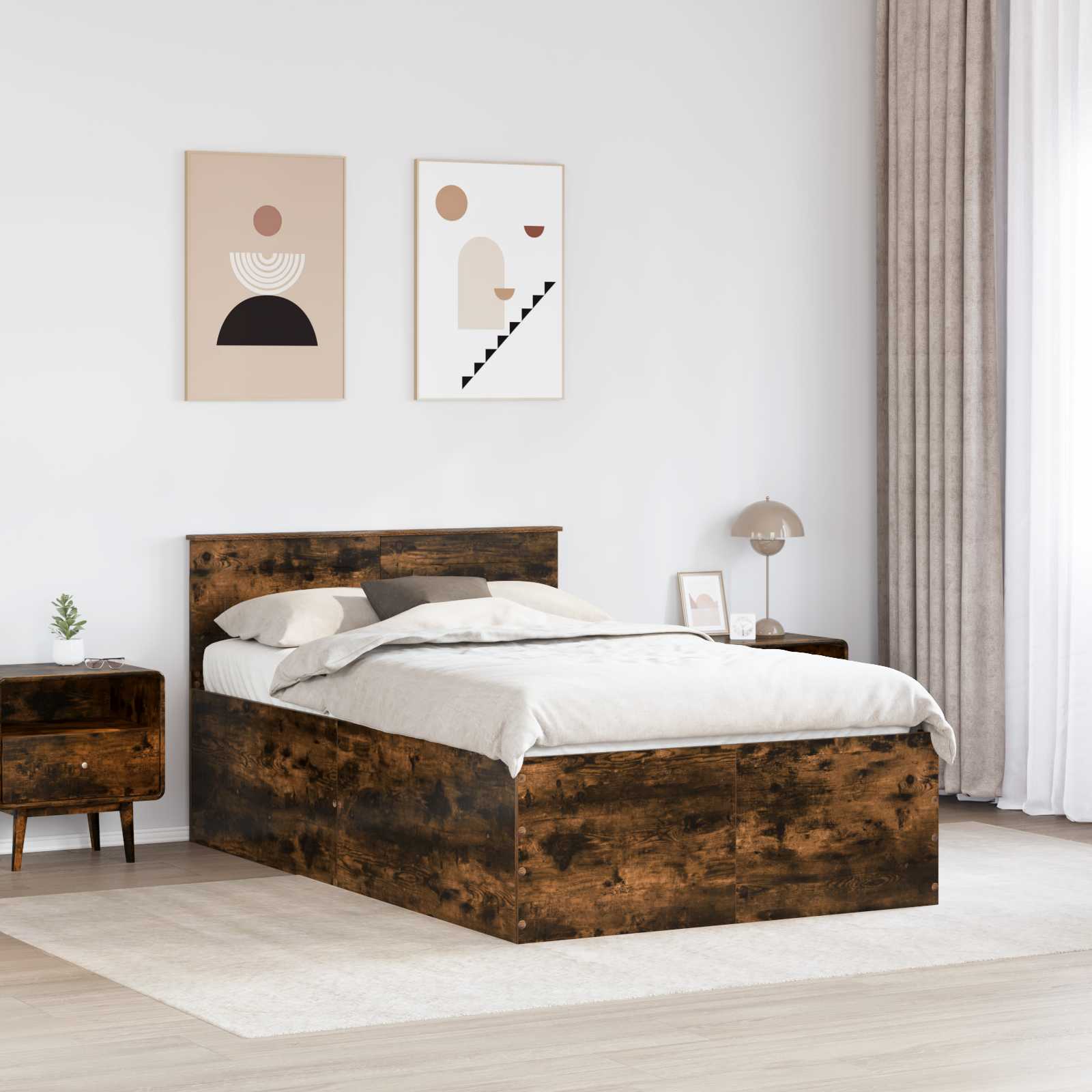 Cadre de lit Chêne fumé 120 x 190 cm Bois d'ingénierie - XIOS