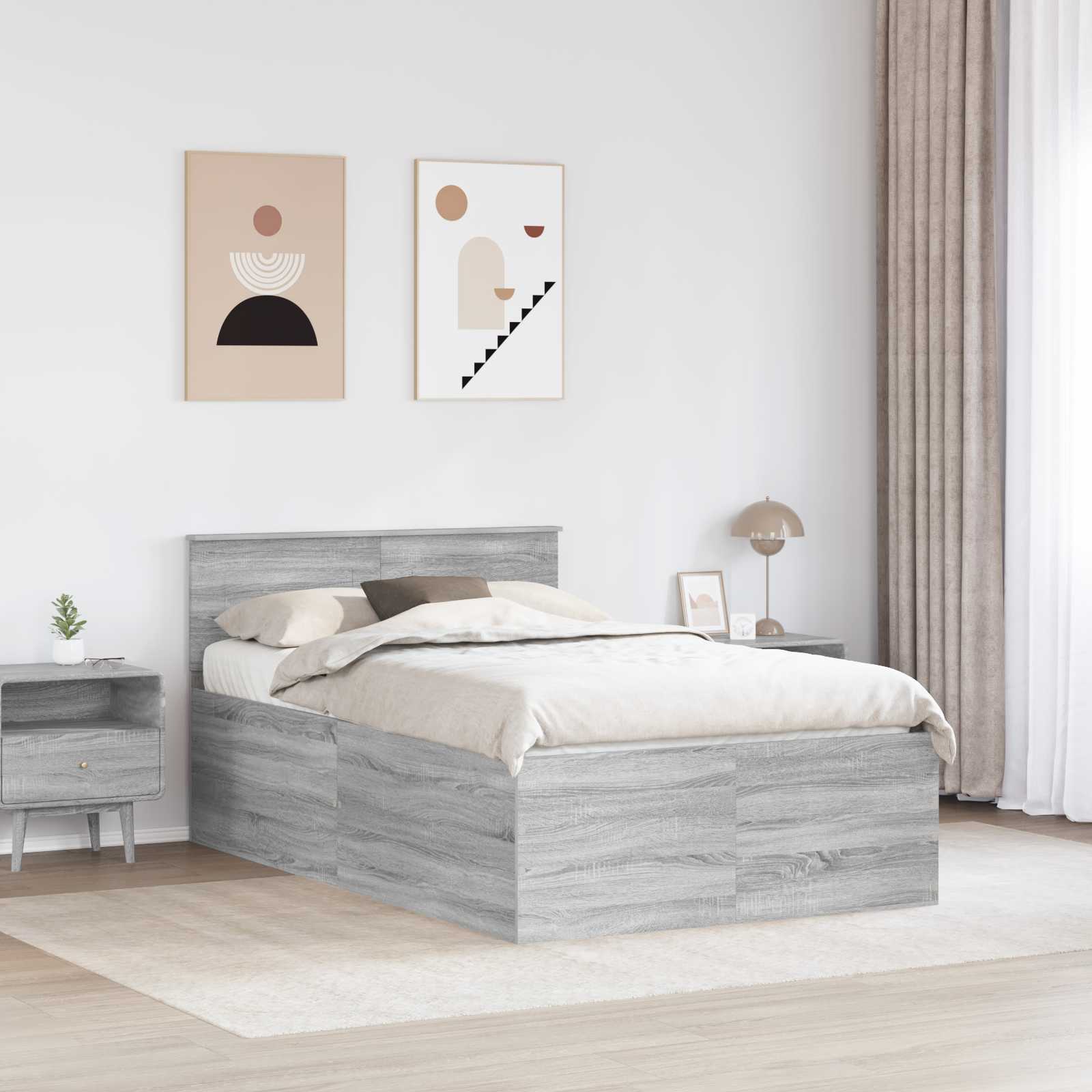 Cadre de lit Gris Sonoma 120 x 190 cm Bois d'ingénierie - XIOS