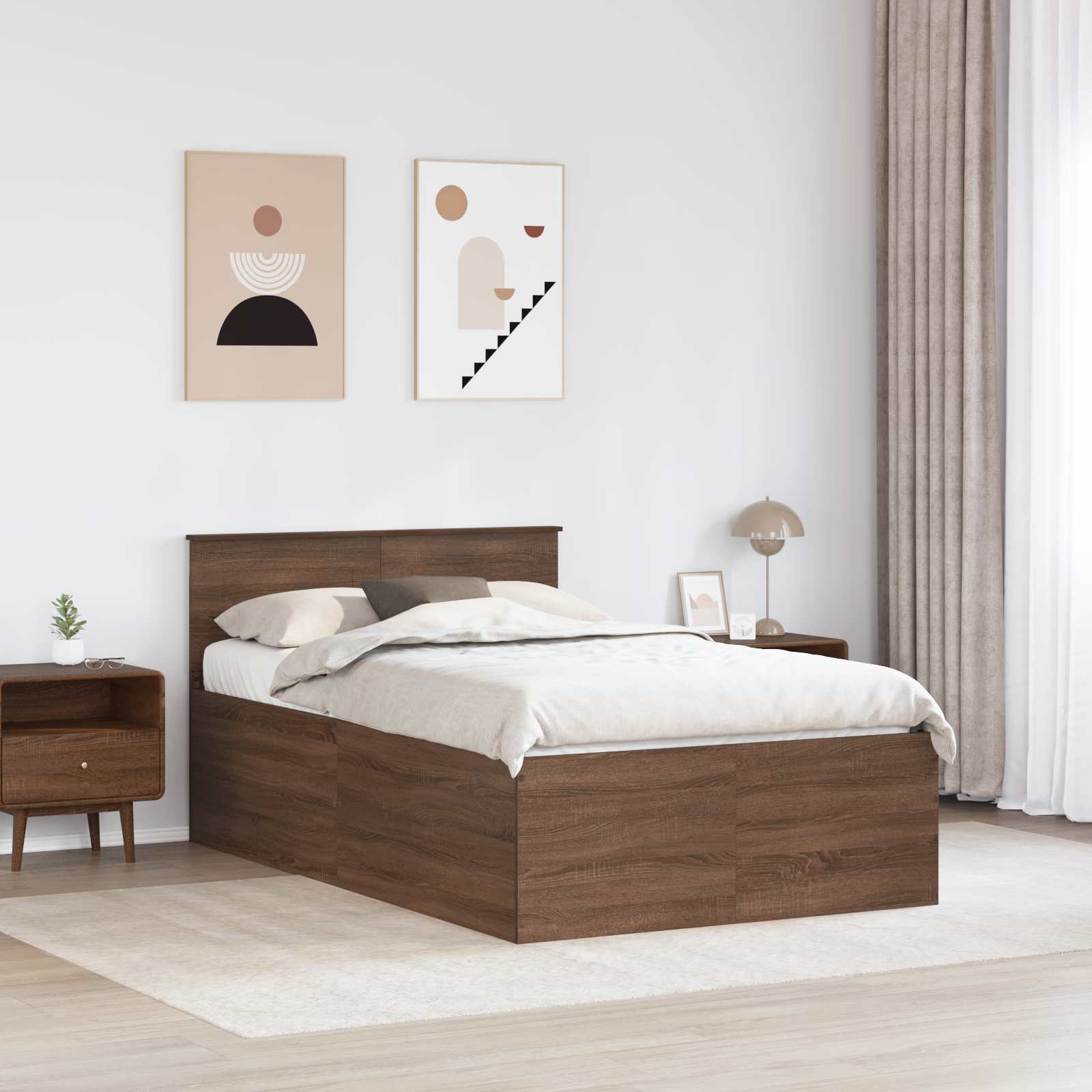 Cadre de lit Chêne brun 120 x 190 cm Bois d'ingénierie - XIOS