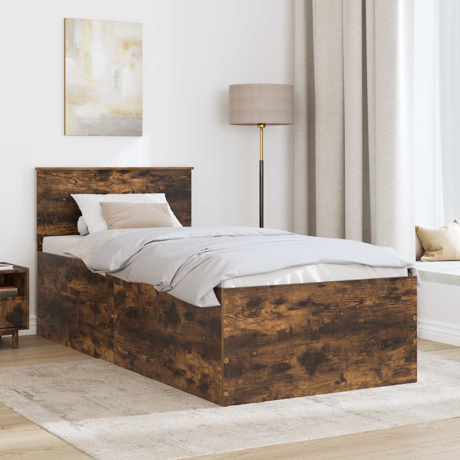 Cadre de lit Chêne fumé 90 x 190 cm Bois d'ingénierie - XIOS