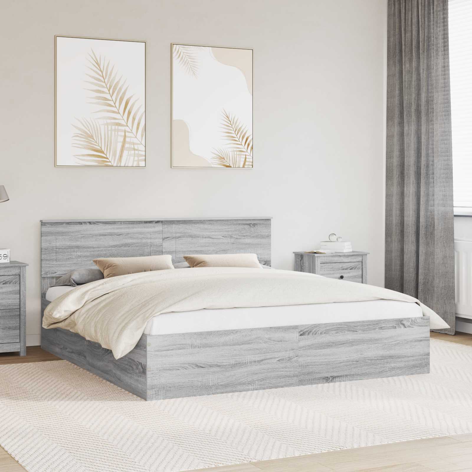 Cadre de lit Gris Sonoma 200 x 200 cm Bois d'ingénierie - XIOS