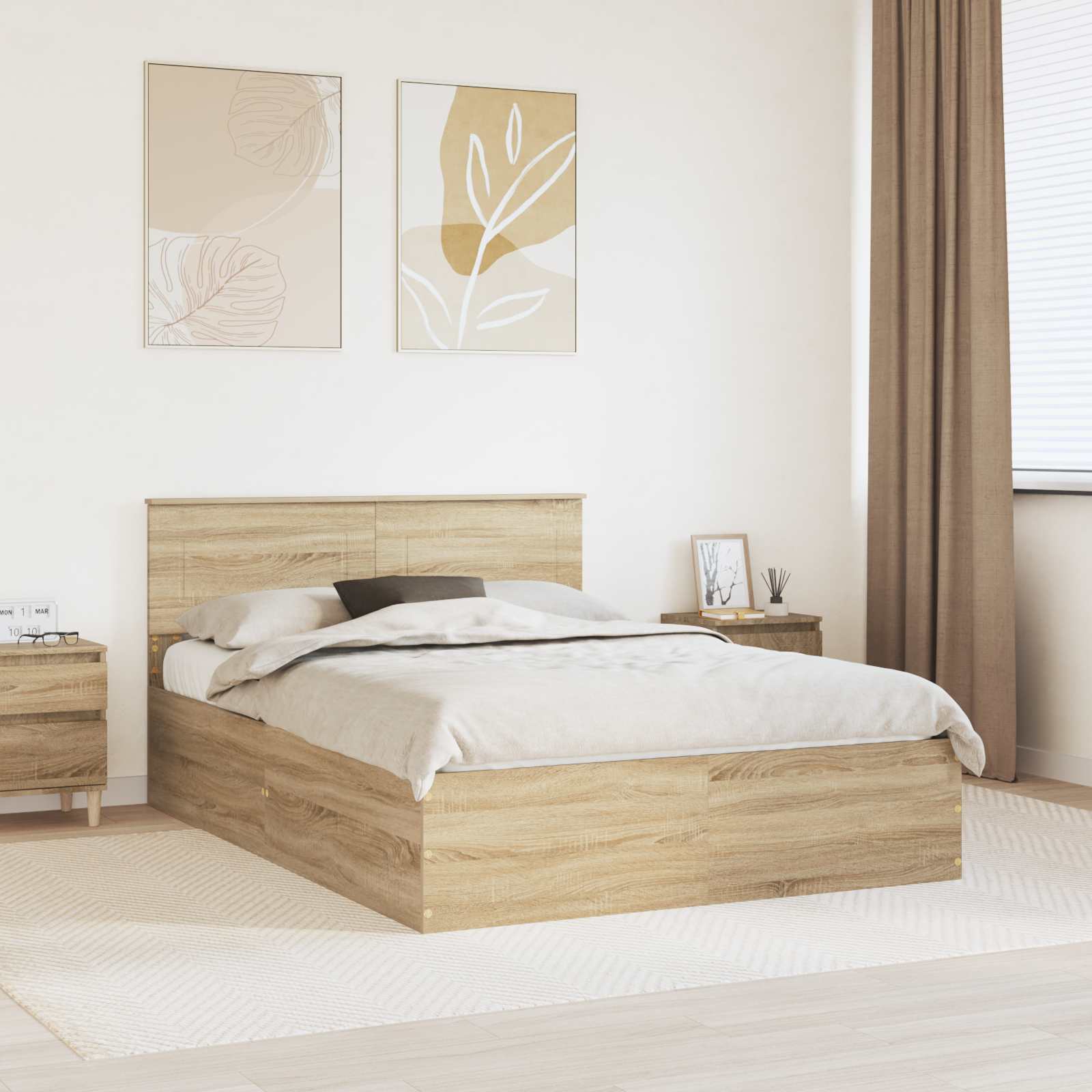 Cadre de lit Chêne Sonoma 150 x 200 cm Bois d'ingénierie - XIOS
