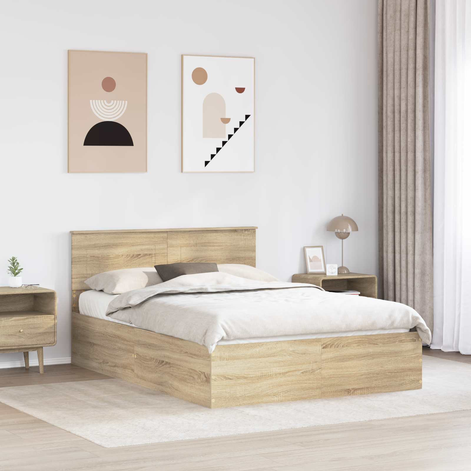 Cadre de lit Chêne Sonoma 150 x 200 cm Bois d'ingénierie - XIOS