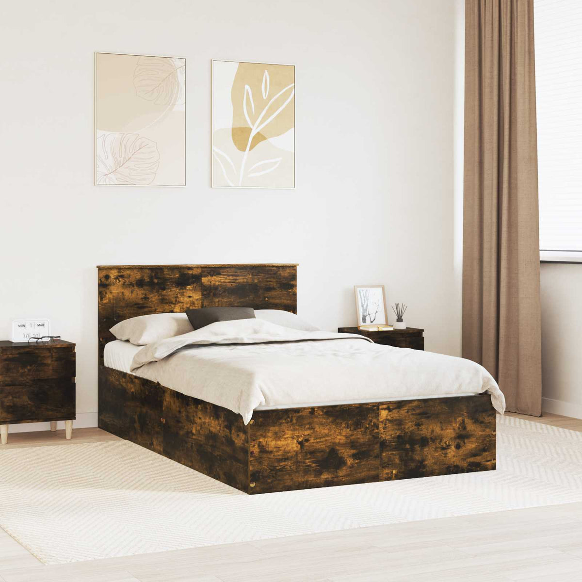 Cadre de lit Chêne fumé 120 x 190 cm Bois d'ingénierie - XIOS