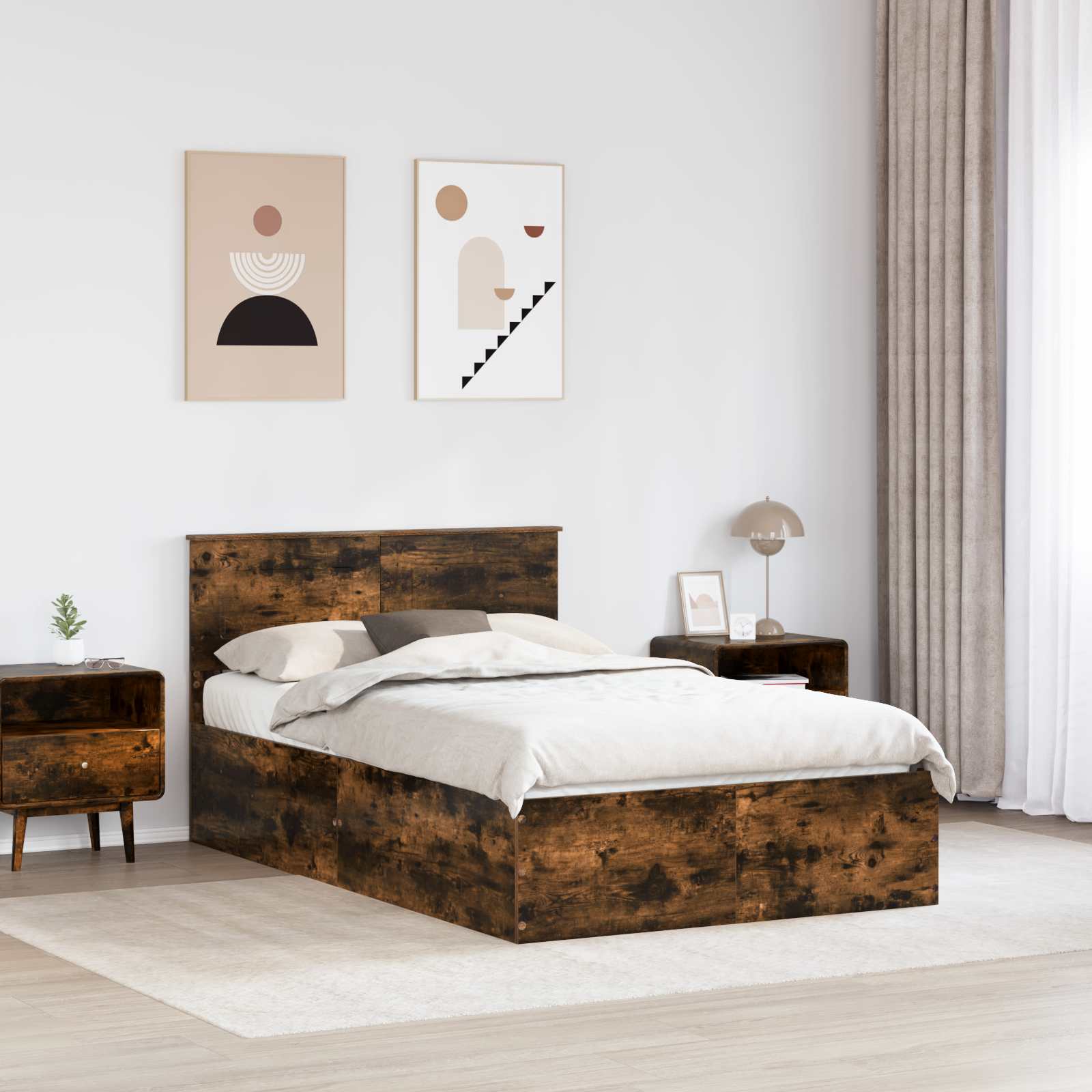 Cadre de lit Chêne fumé 120 x 200 cm Bois d'ingénierie - XIOS