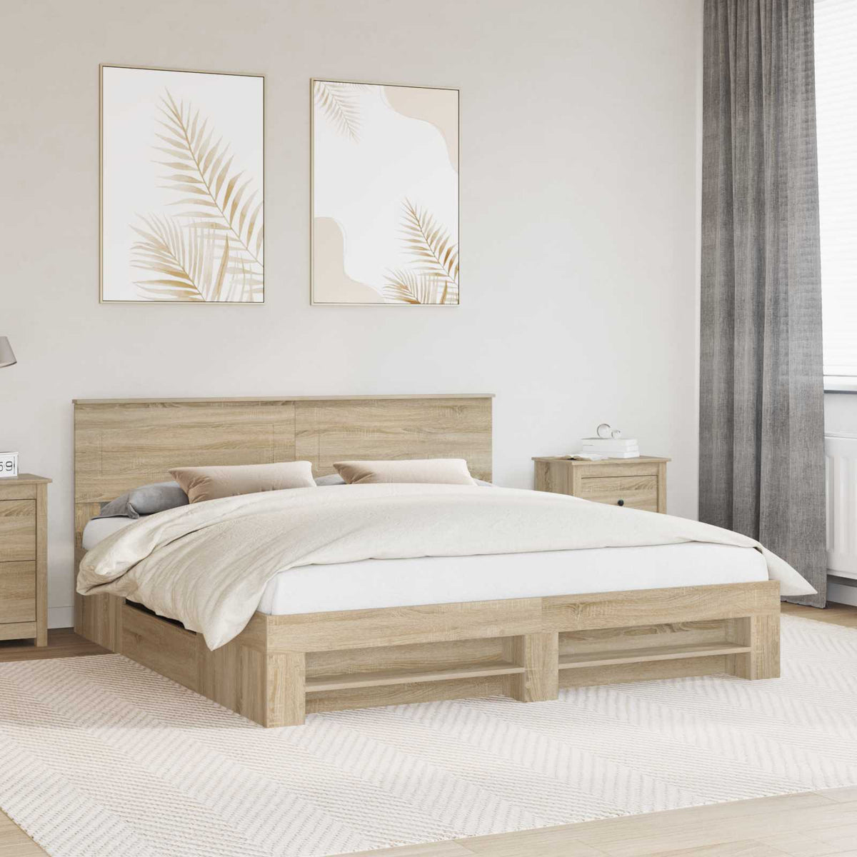 Cadre de lit Chêne Sonoma 200 x 200 cm Bois d'ingénierie