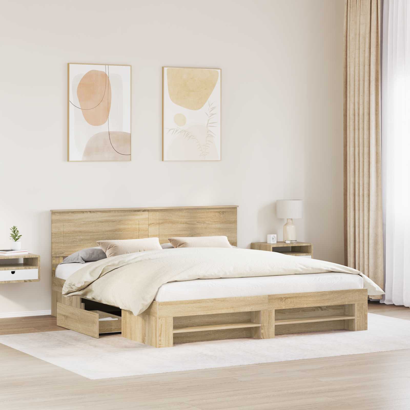Cadre de lit Chêne Sonoma 200 x 200 cm Bois d'ingénierie - XIOS