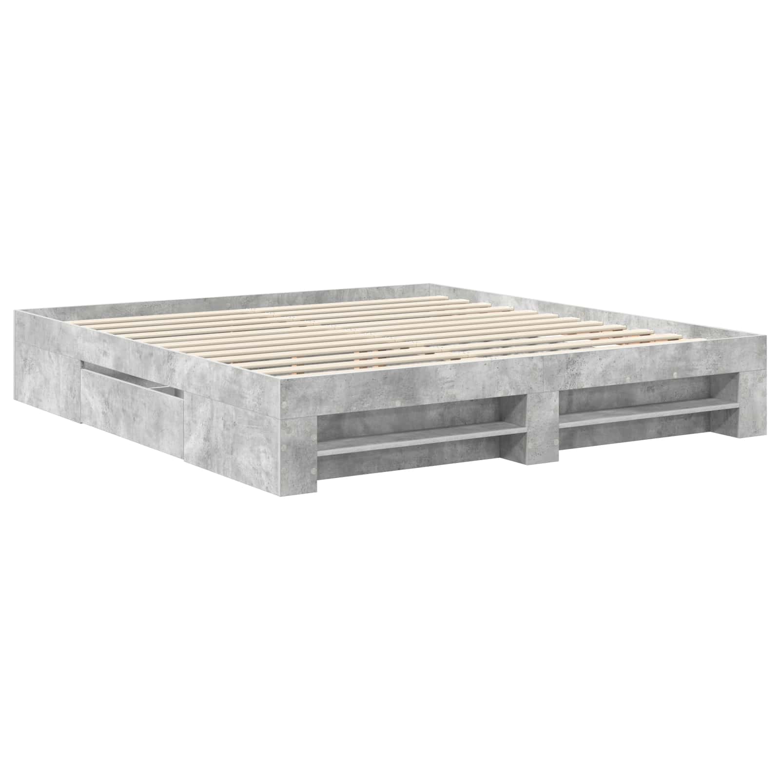 Cadre de lit Gris béton 200 x 200 cm Bois d'ingénierie - XIOS