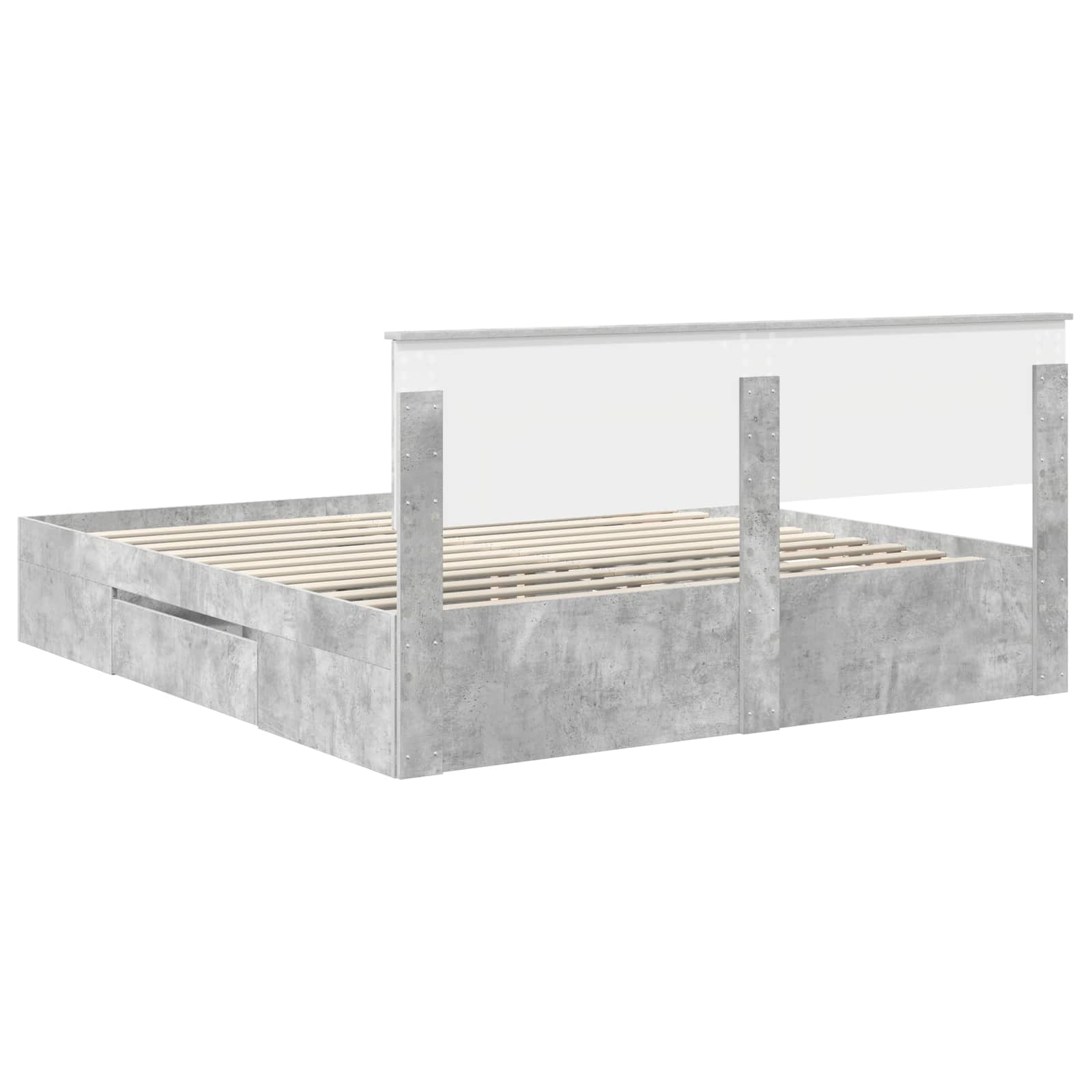 Cadre de lit Gris béton 200 x 200 cm Bois d'ingénierie - XIOS