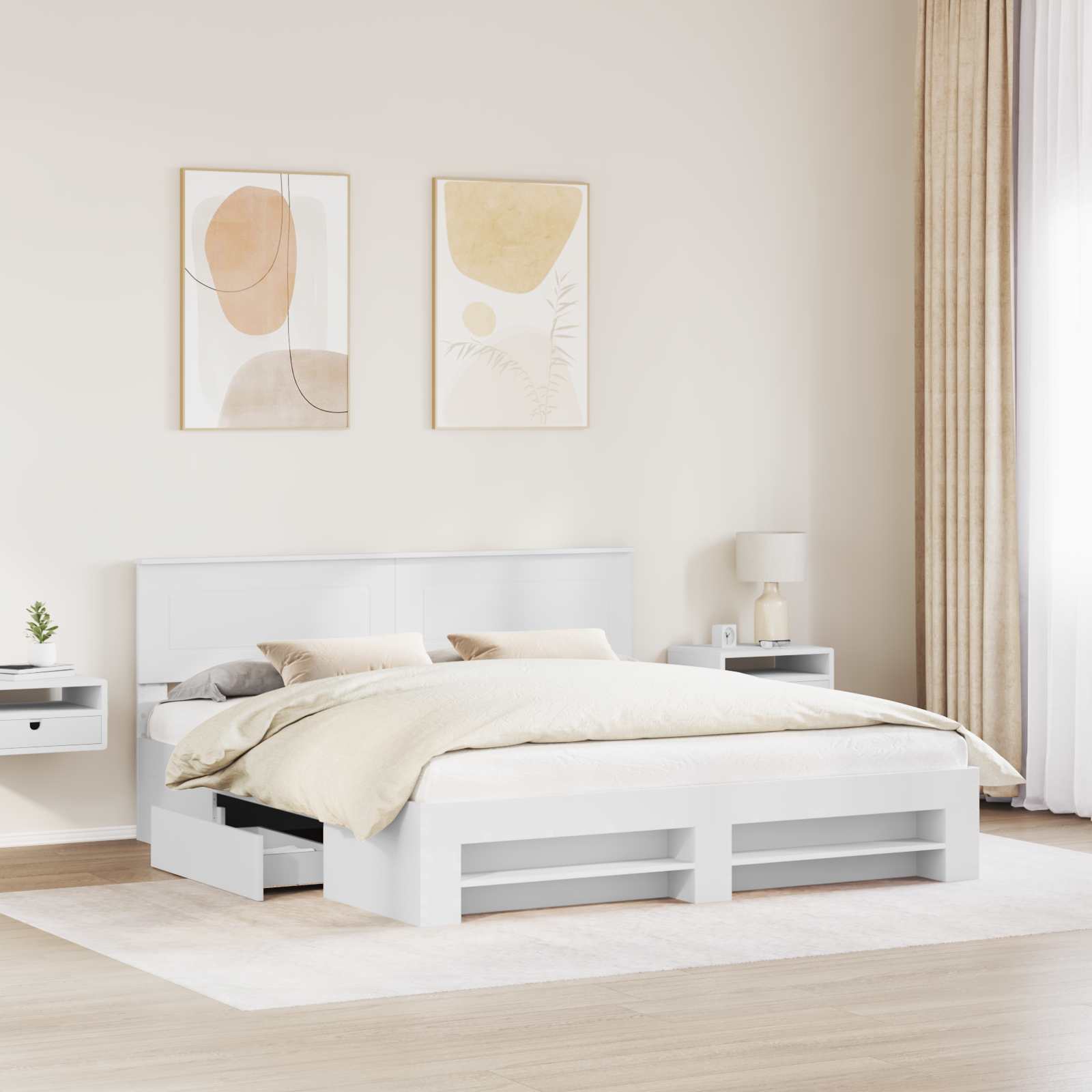 Cadre de lit Blanc 180 x 200 cm Bois d'ingénierie - XIOS