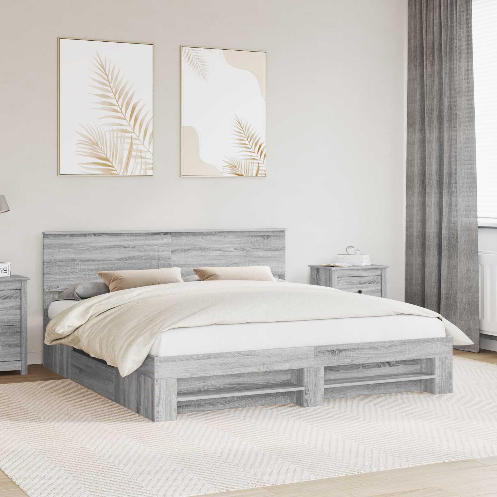 Cadre de lit Gris Sonoma 180 x 200 cm Bois d'ingénierie - XIOS