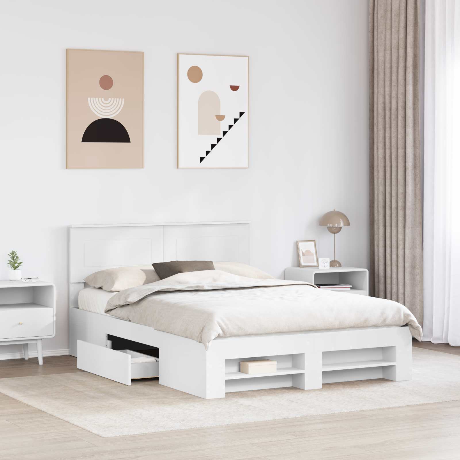 Cadre de lit Blanc 150 x 200 cm Bois d'ingénierie - XIOS