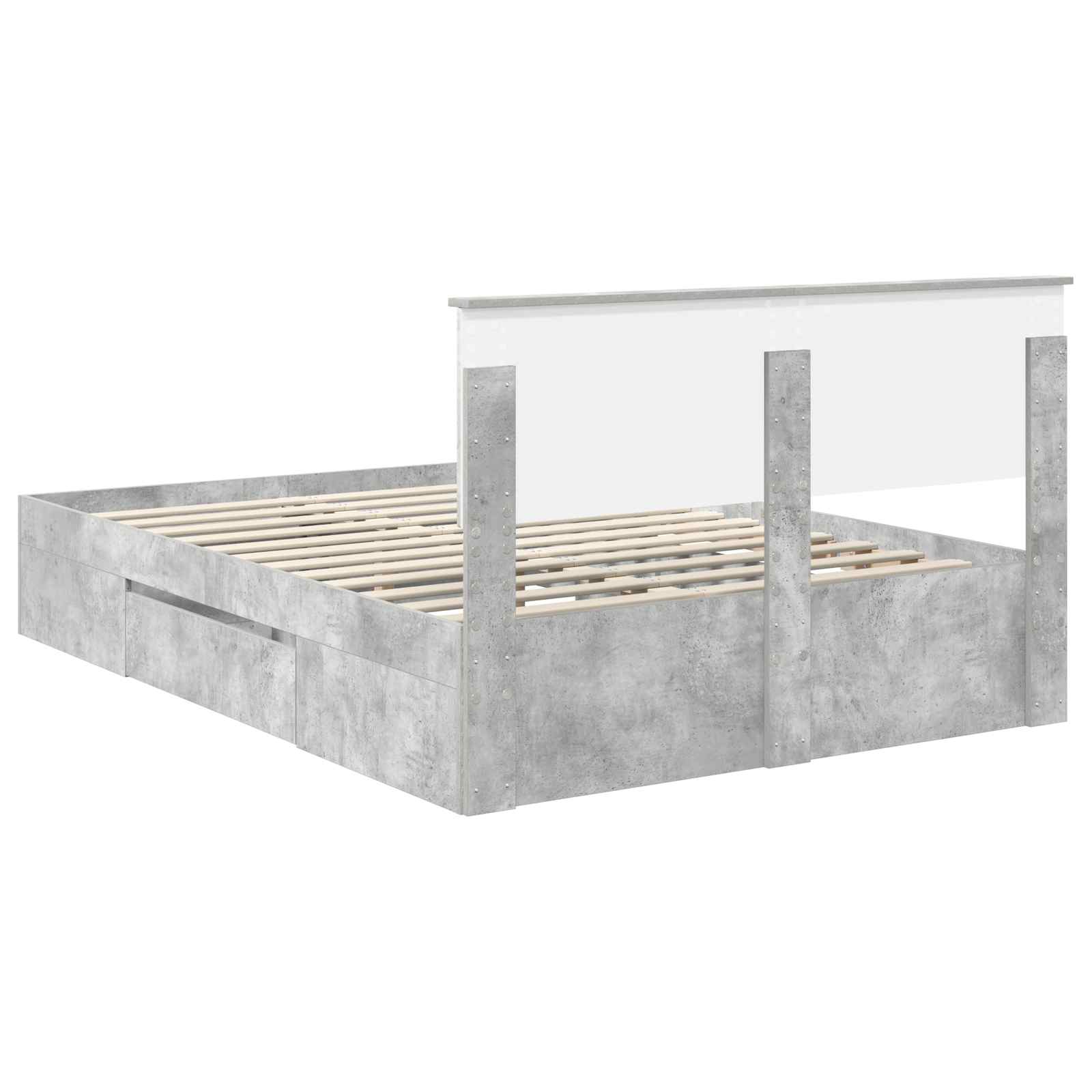 Cadre de lit Gris béton 150 x 200 cm Bois d'ingénierie - XIOS