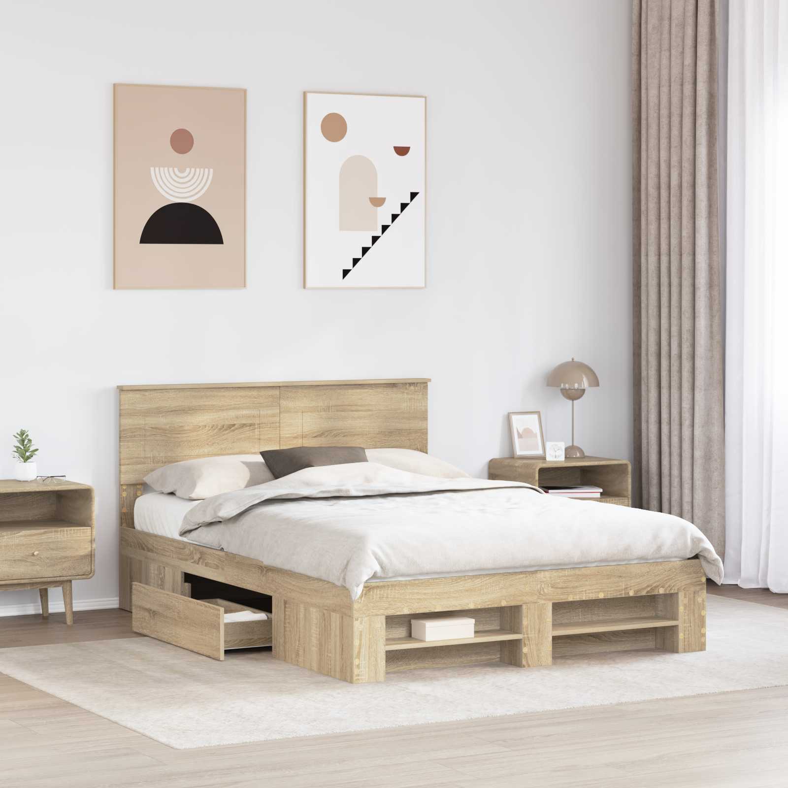 Cadre de lit Chêne Sonoma 140 x 200 cm Bois d'ingénierie - XIOS