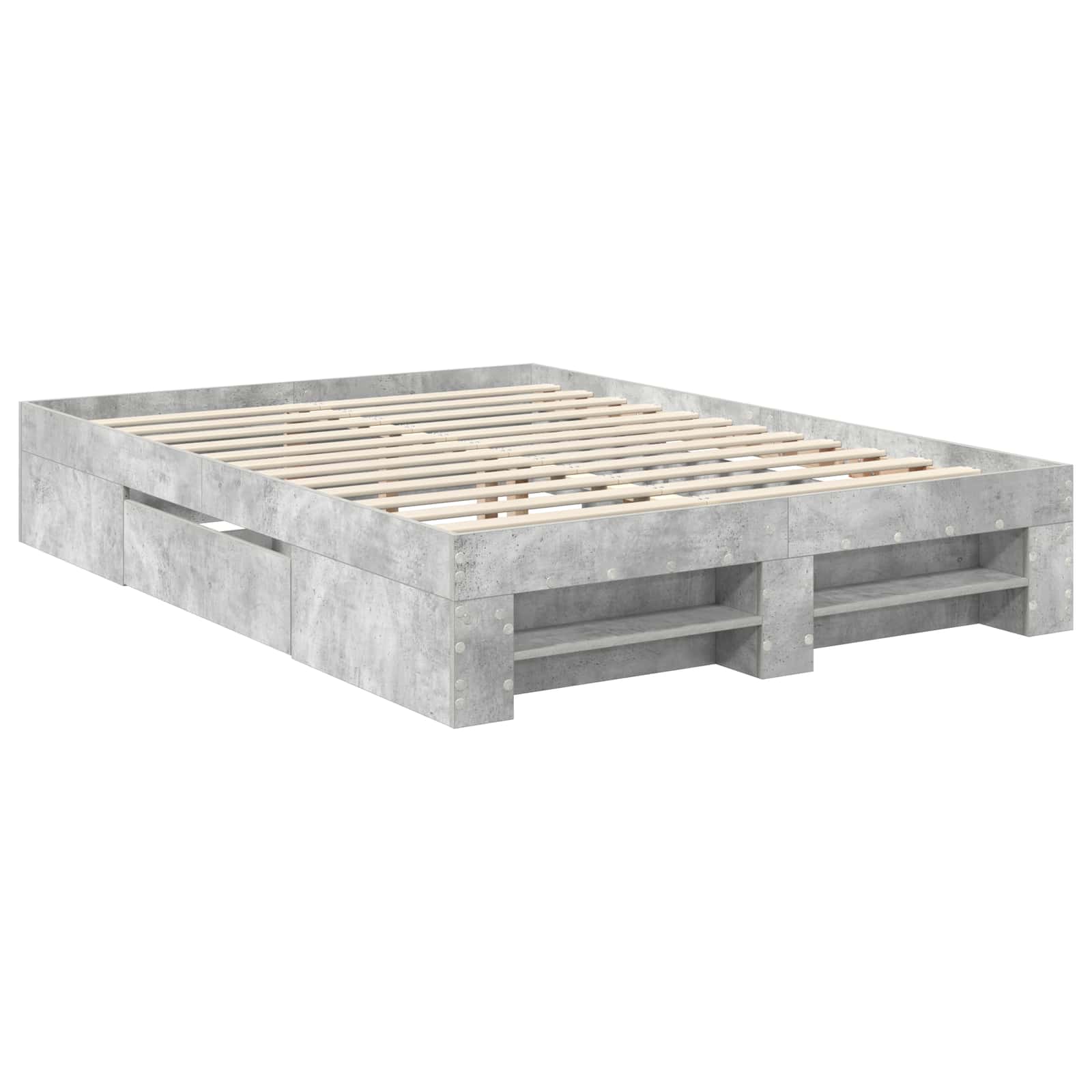 Cadre de lit Gris béton 140 x 200 cm Bois d'ingénierie - XIOS