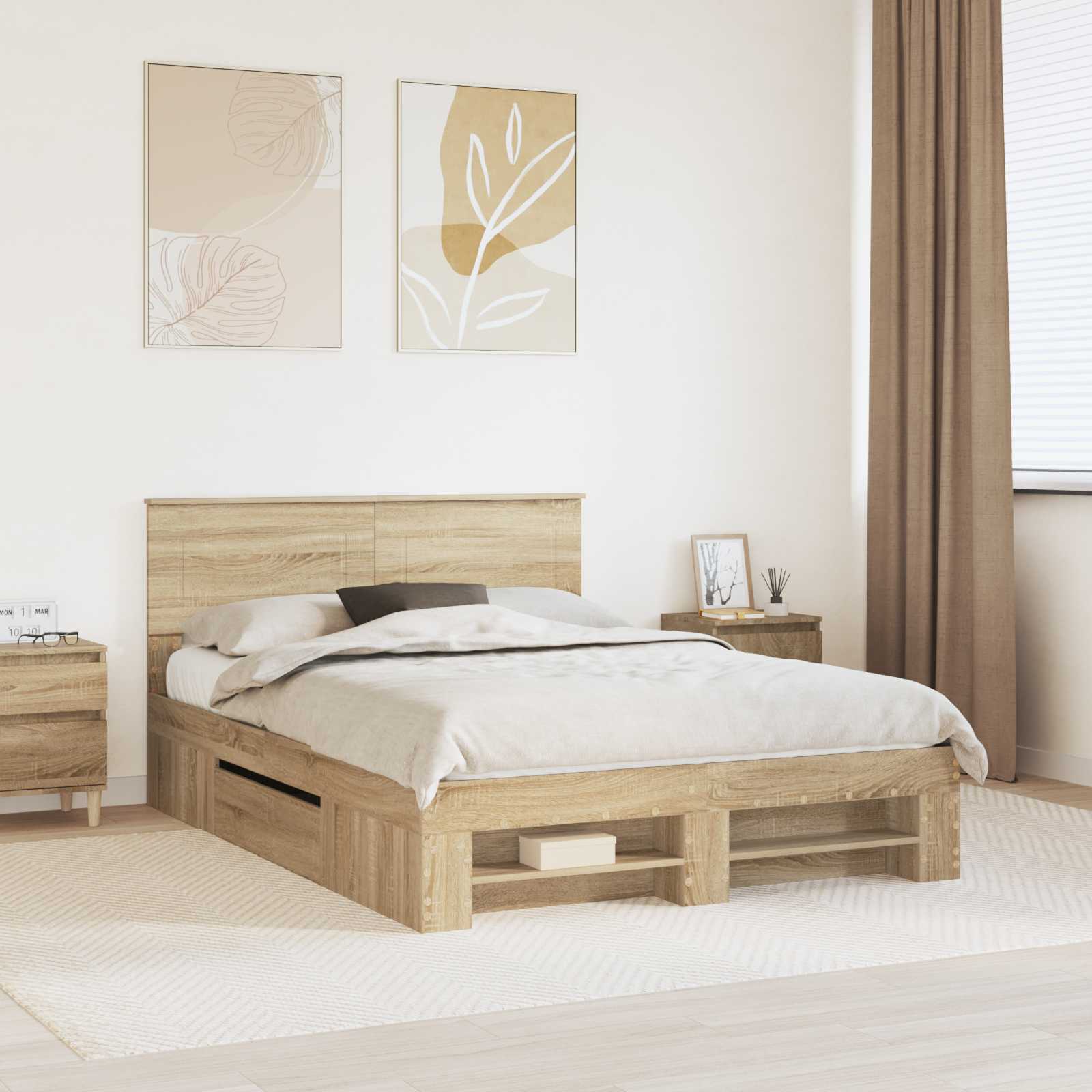Cadre de lit Chêne Sonoma 140 x 200 cm Bois d'ingénierie - XIOS