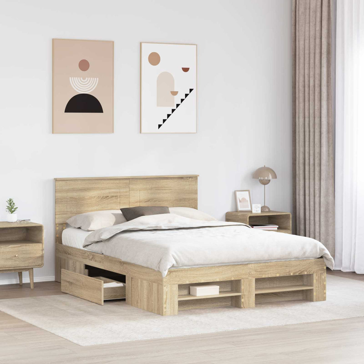 Cadre de lit Chêne Sonoma 140 x 200 cm Bois d'ingénierie