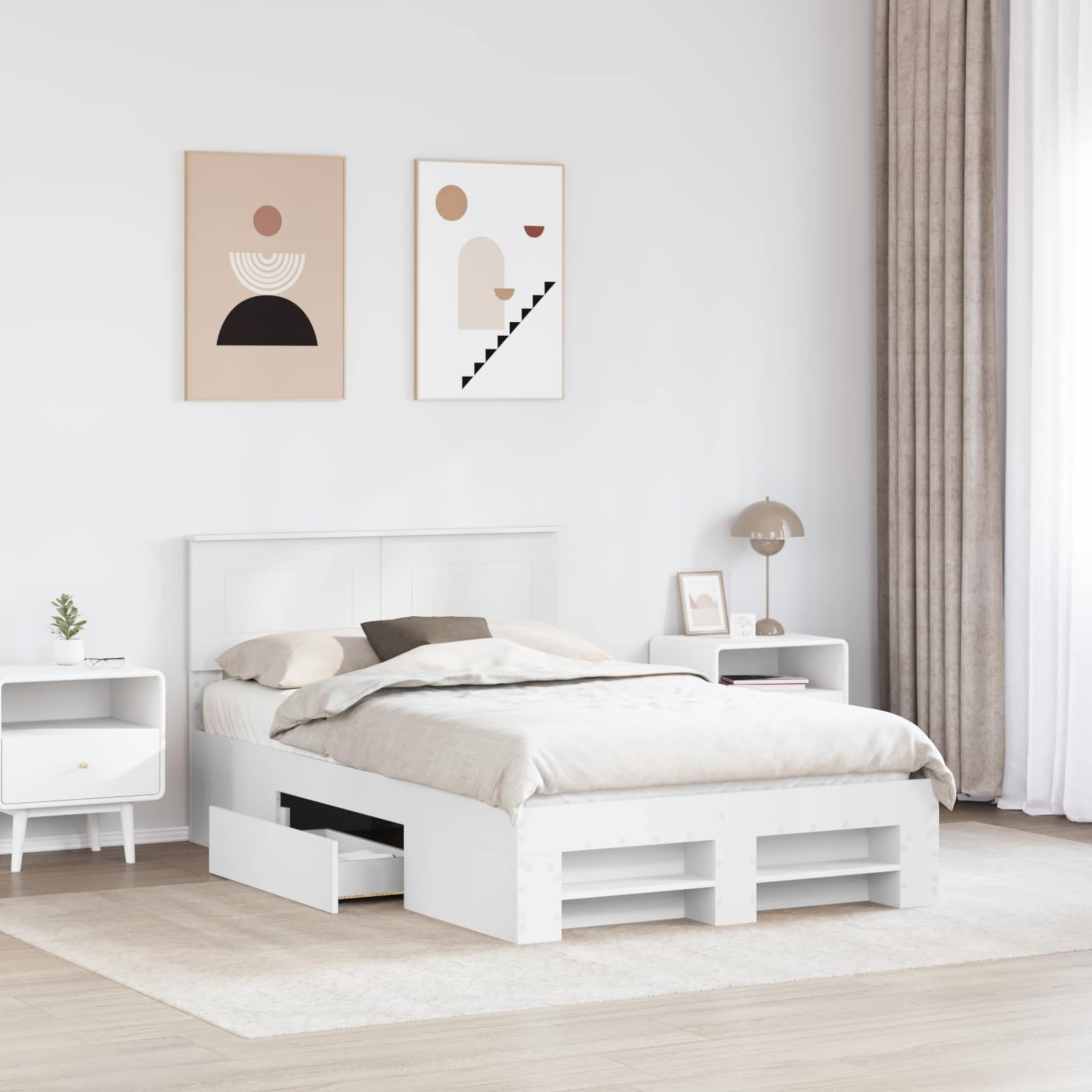 Cadre de lit Blanc 137 x 203 cm Bois d'ingénierie - XIOS