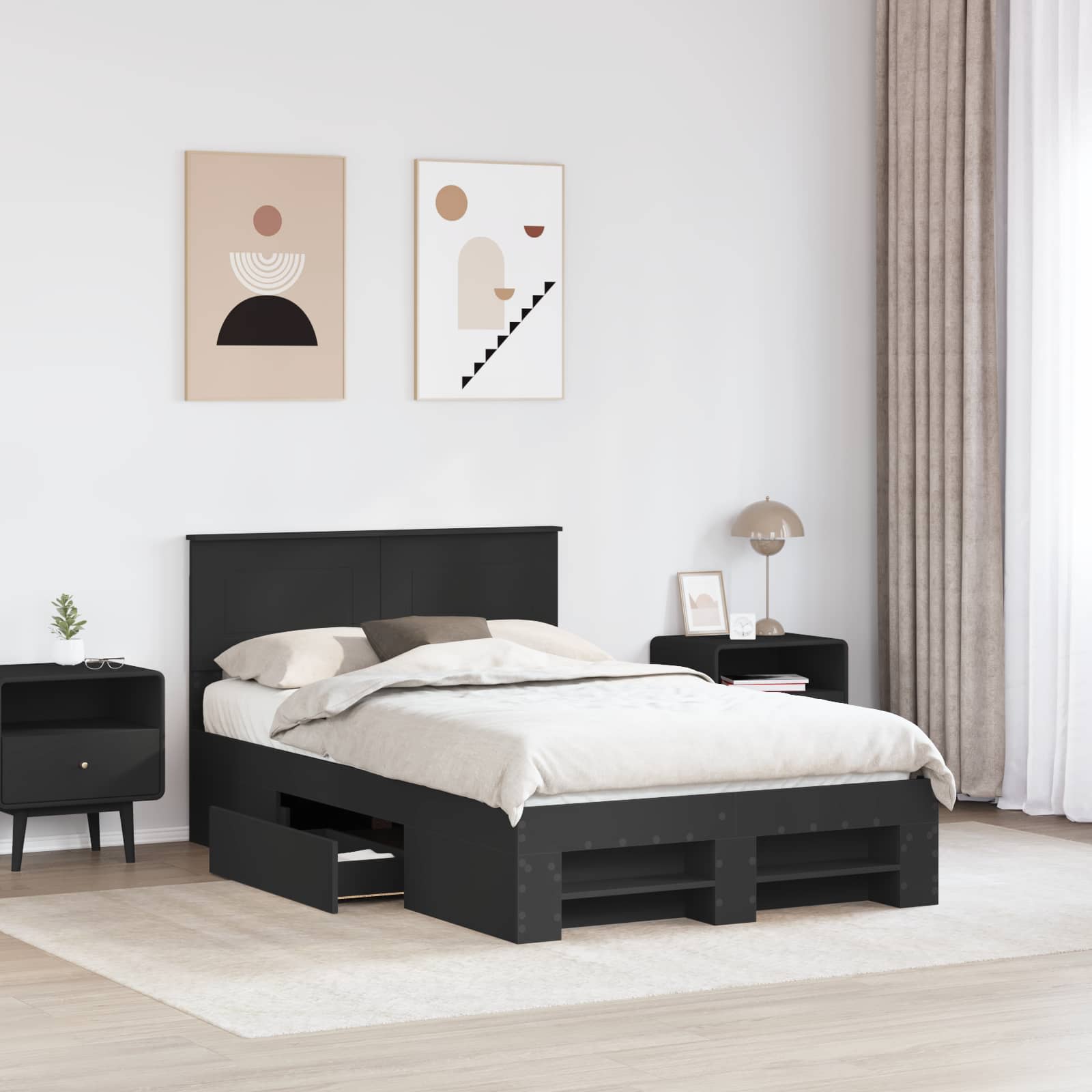 Cadre de lit Noir 137 x 203 cm Bois d'ingénierie - XIOS