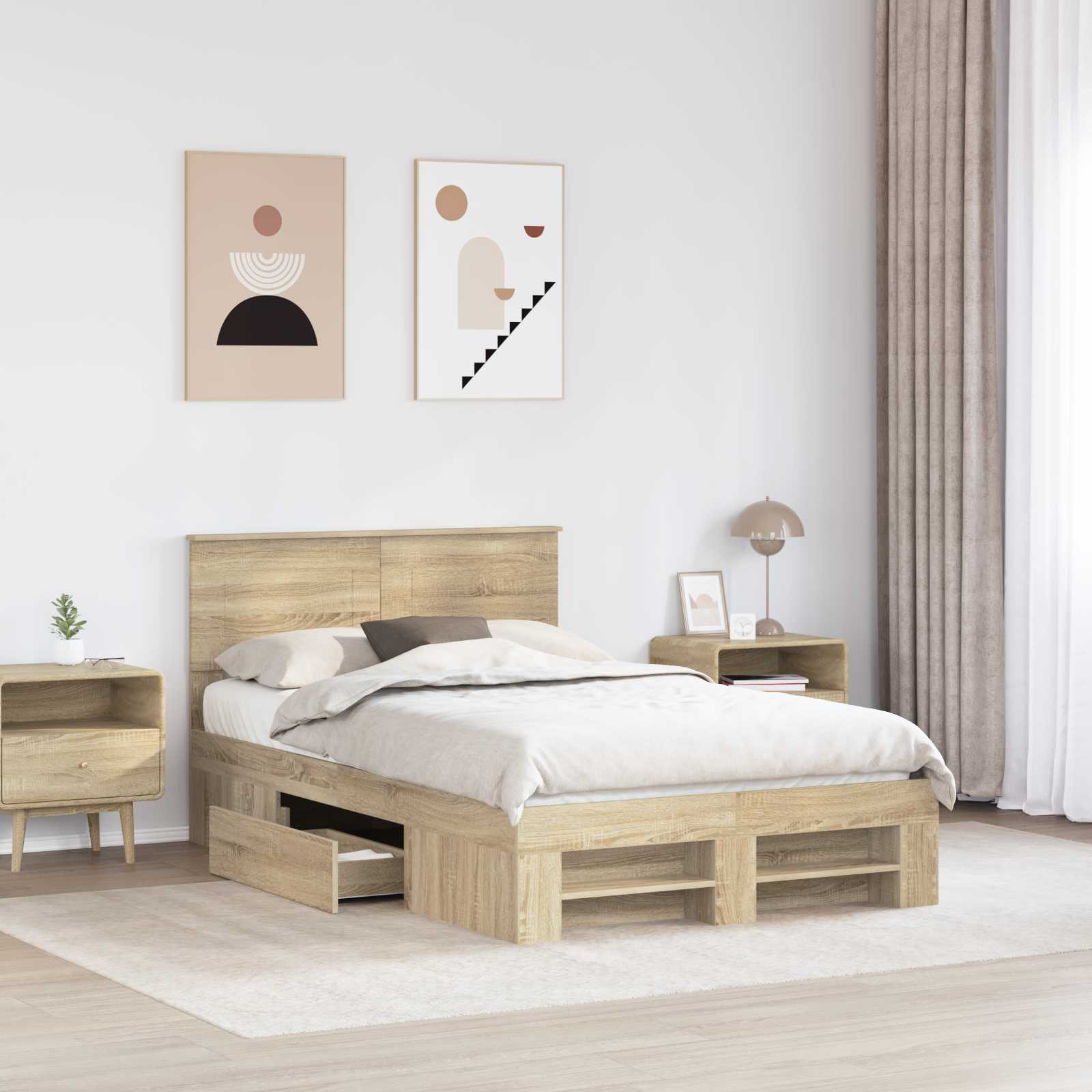 Cadre de lit Chêne Sonoma 137 x 203 cm Bois d'ingénierie - XIOS