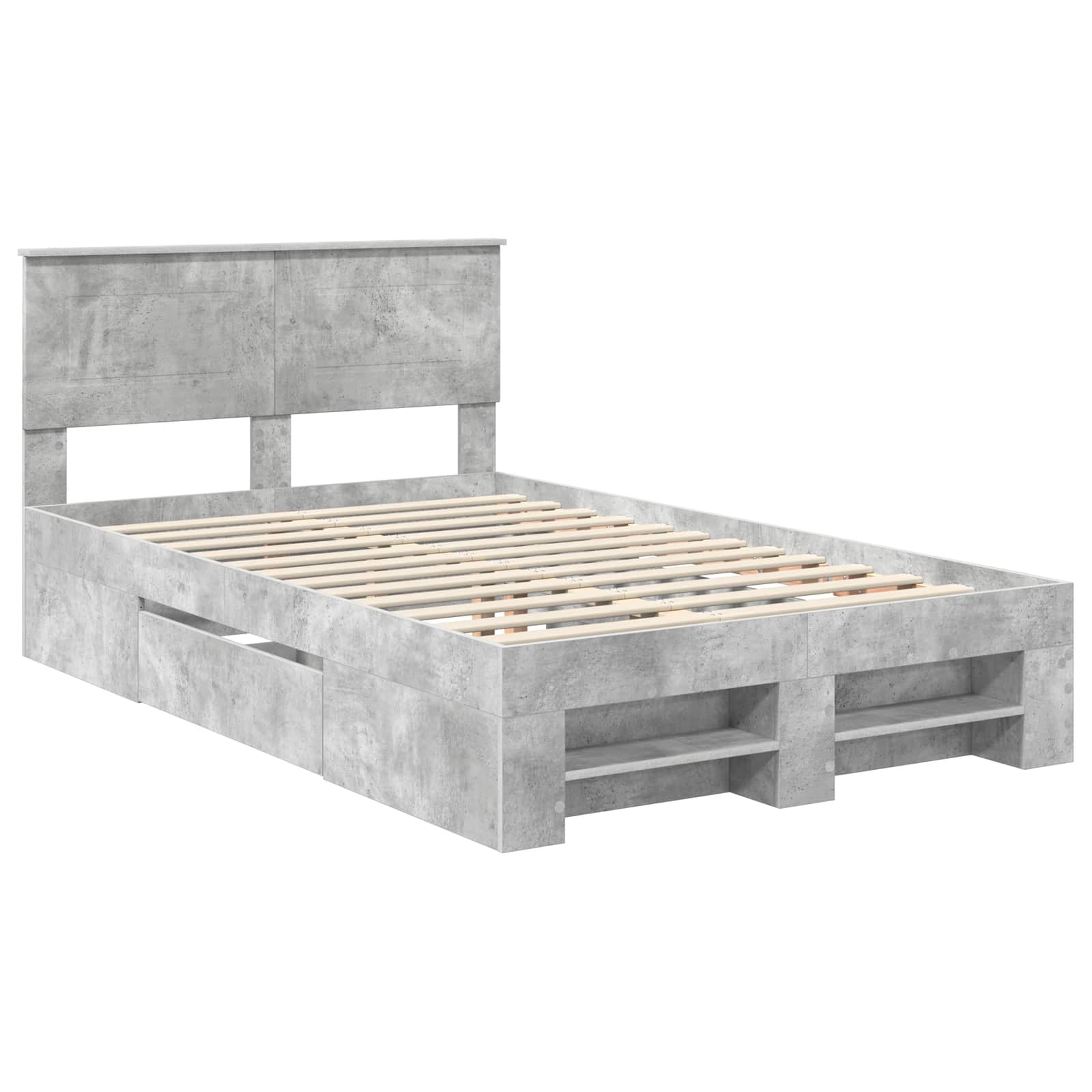 Cadre de lit Gris béton 137 x 203 cm Bois d'ingénierie - XIOS