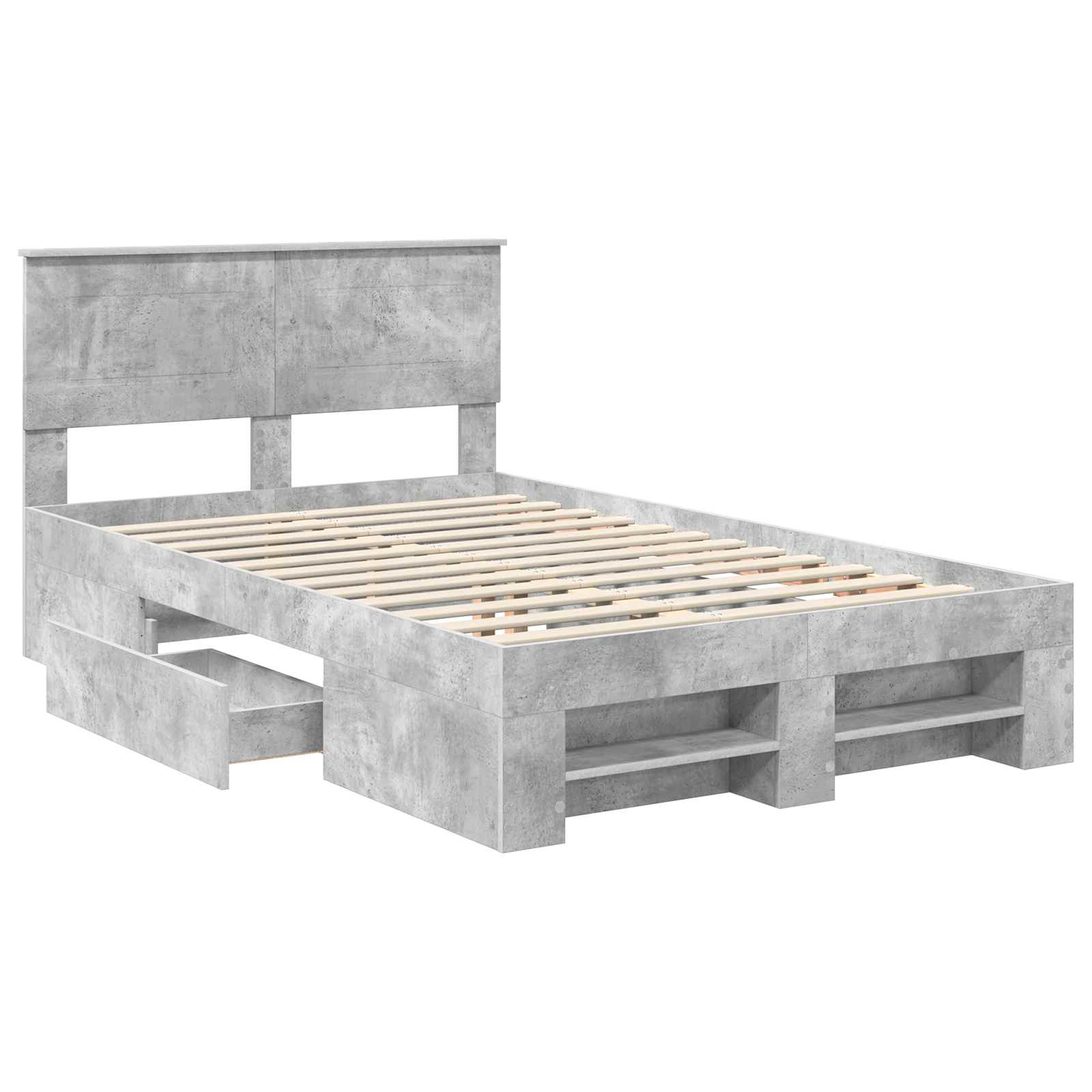 Cadre de lit Gris béton 137 x 203 cm Bois d'ingénierie - XIOS