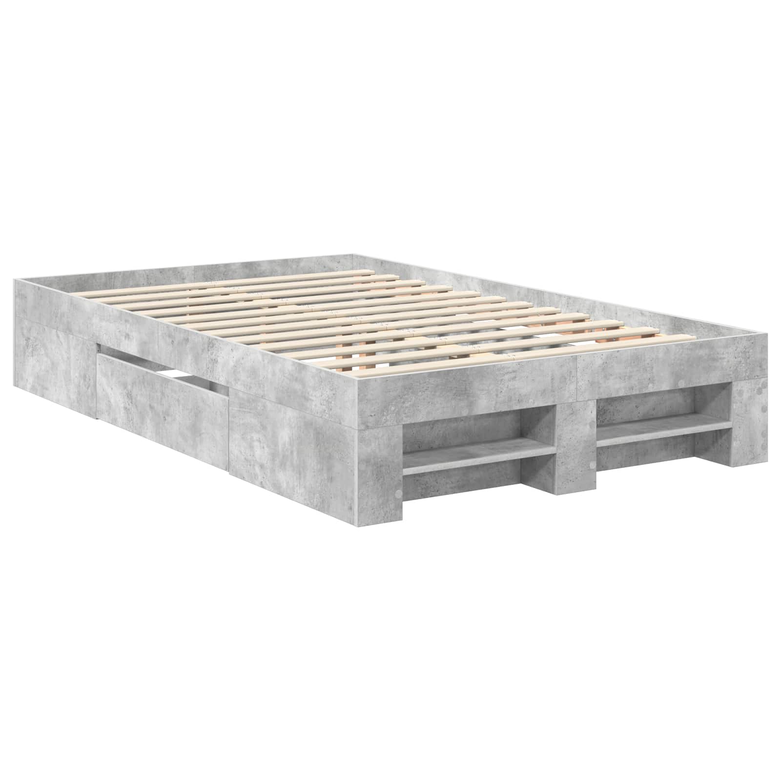Cadre de lit Gris béton 137 x 203 cm Bois d'ingénierie - XIOS