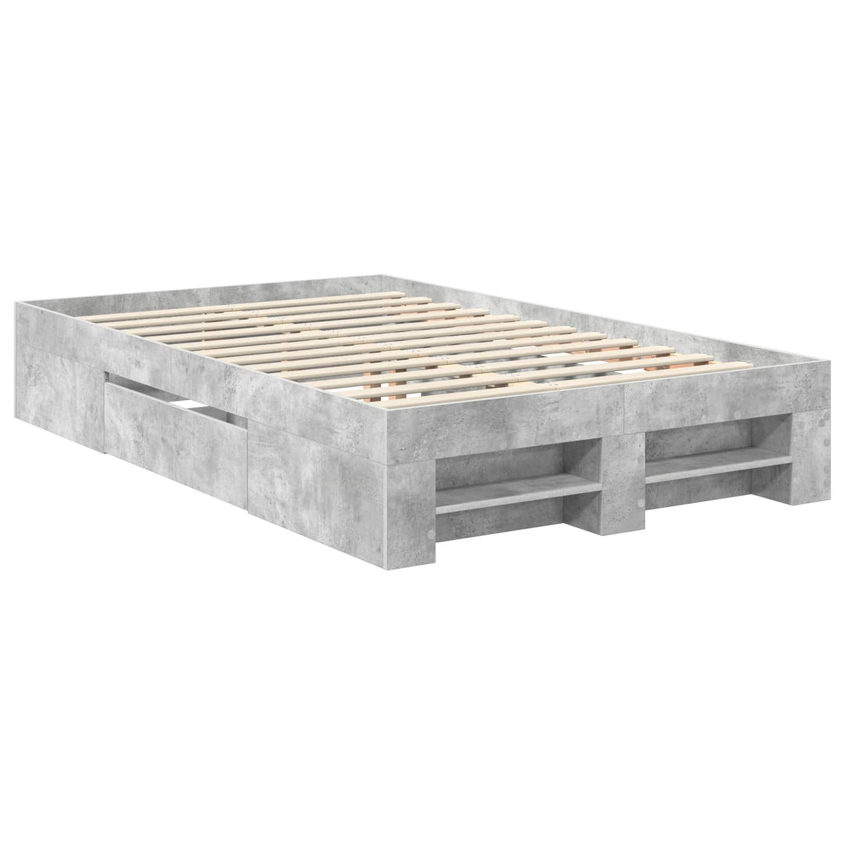 Cadre de lit Gris béton 135 x 190 cm Bois d'ingénierie