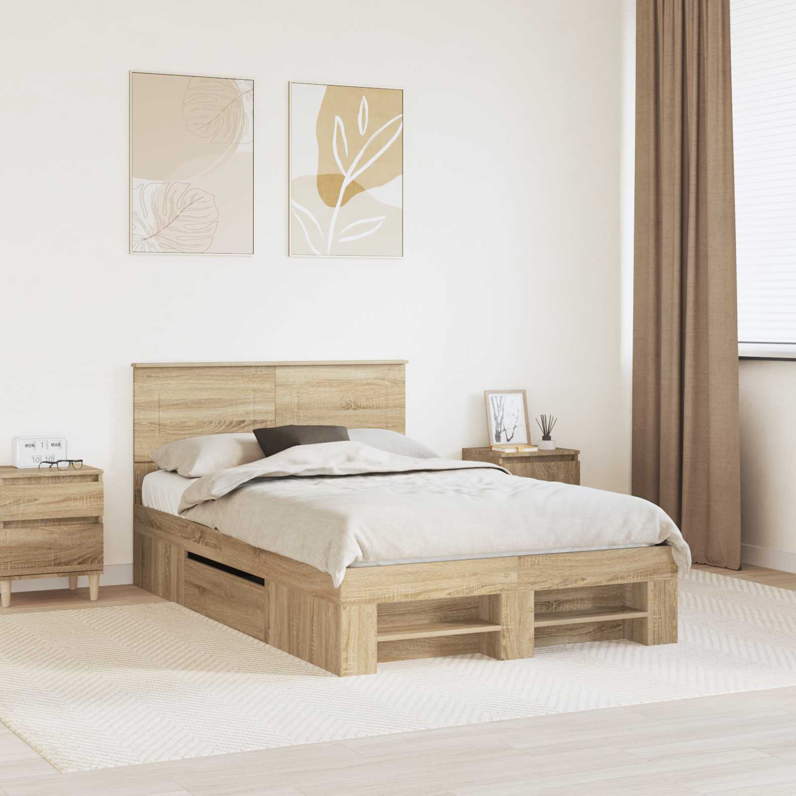 Cadre de lit Chêne Sonoma 120 x 200 cm Bois d'ingénierie - XIOS