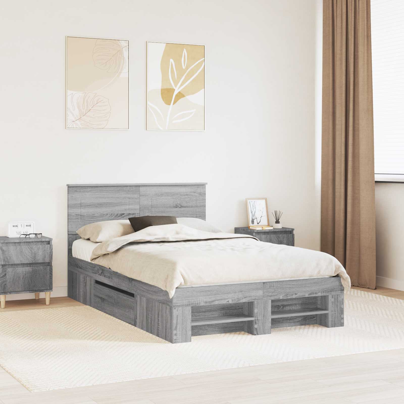 Cadre de lit Gris Sonoma 120 x 200 cm Bois d'ingénierie - XIOS