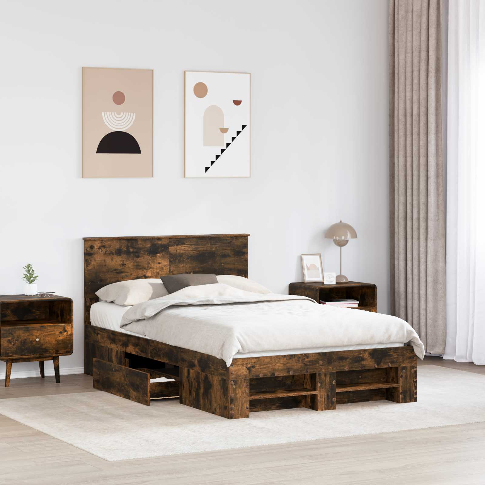 Cadre de lit Chêne fumé 120 x 200 cm Bois d'ingénierie - XIOS