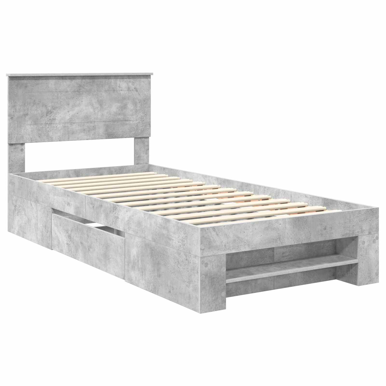 Cadre de lit Gris béton 100 x 200 m Bois d'ingénierie - XIOS