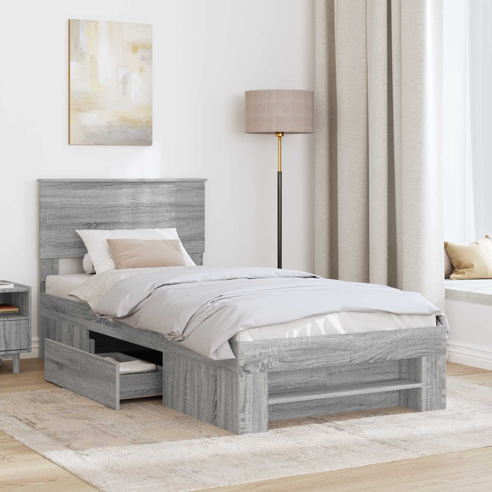 Cadre de lit Gris Sonoma 100 x 200 m Bois d'ingénierie - XIOS