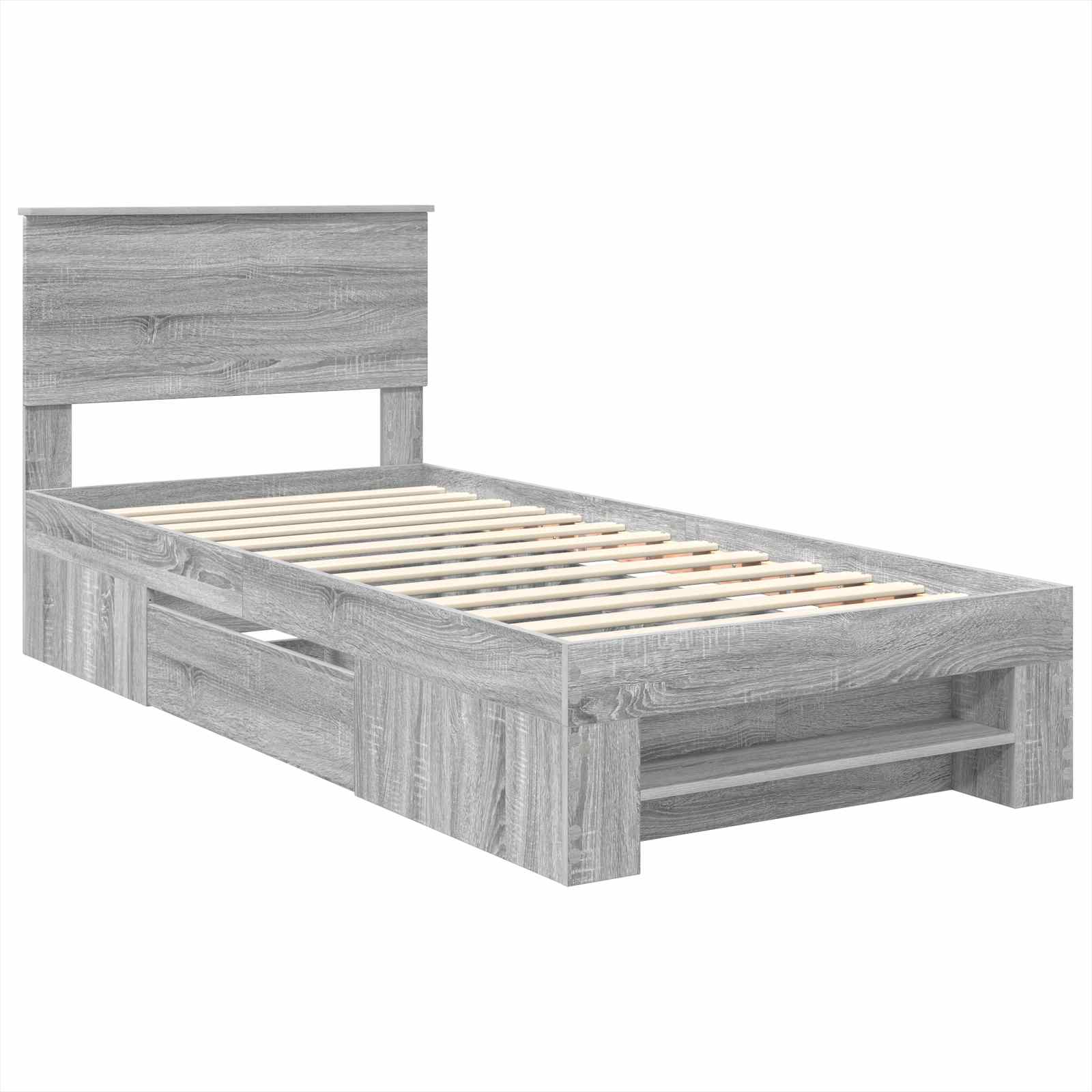 Cadre de lit Gris Sonoma 100 x 200 m Bois d'ingénierie - XIOS