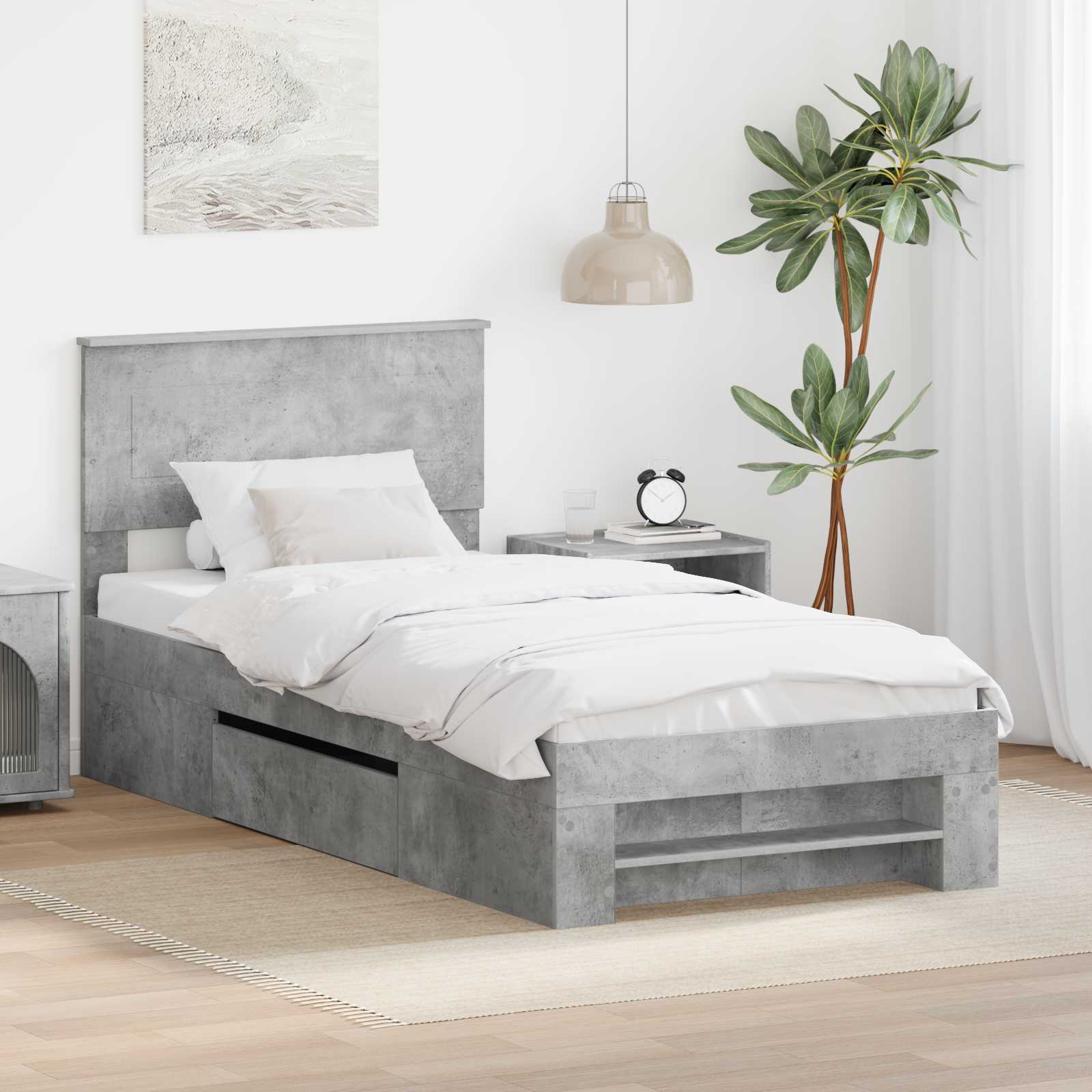 Cadre de lit Gris béton 80 x 200 cm Bois d'ingénierie - XIOS