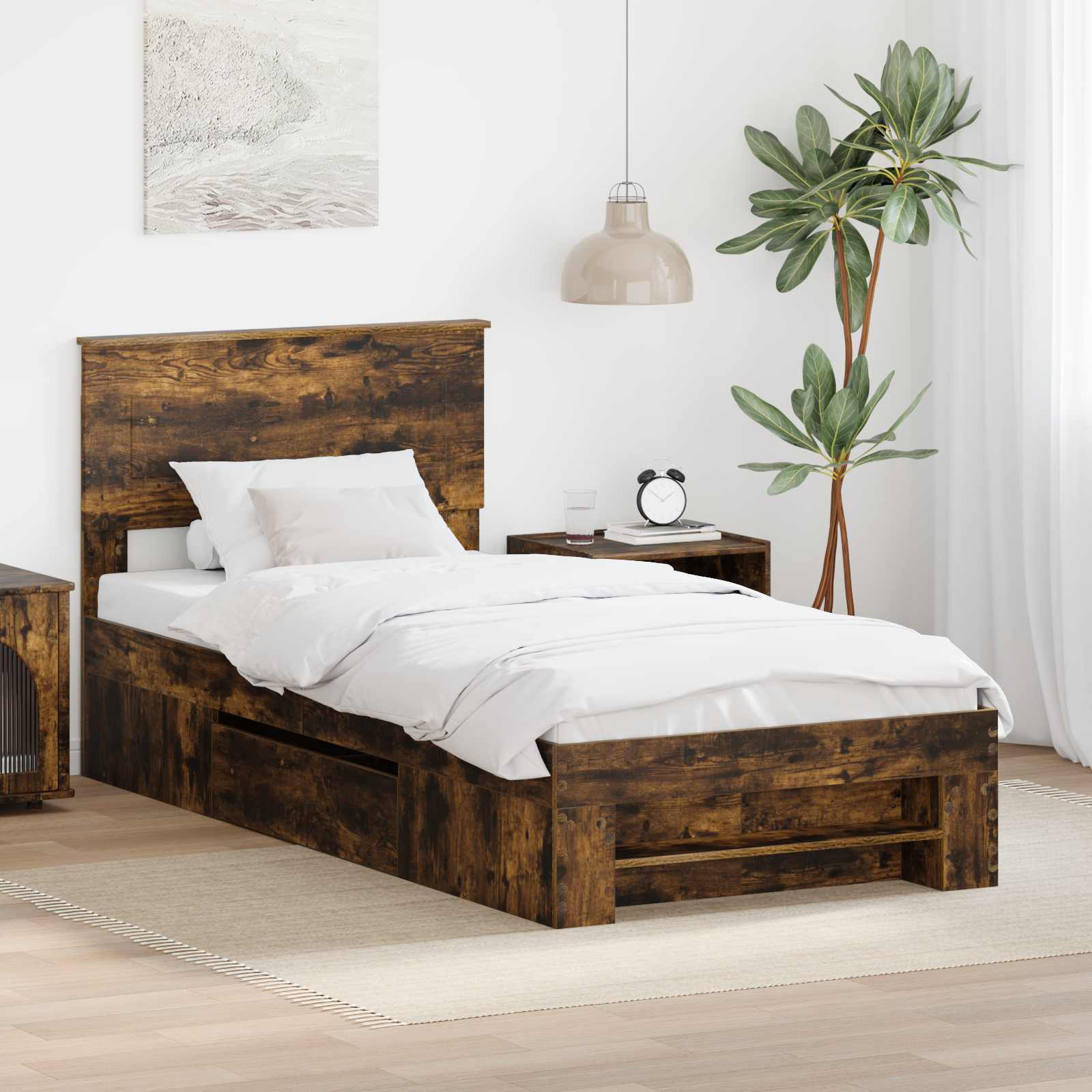 Cadre de lit Chêne fumé 80 x 200 cm Bois d'ingénierie - XIOS