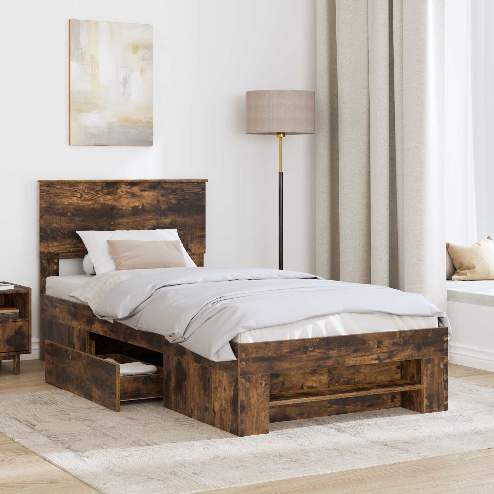 Cadre de lit Chêne fumé 80 x 200 cm Bois d'ingénierie - XIOS