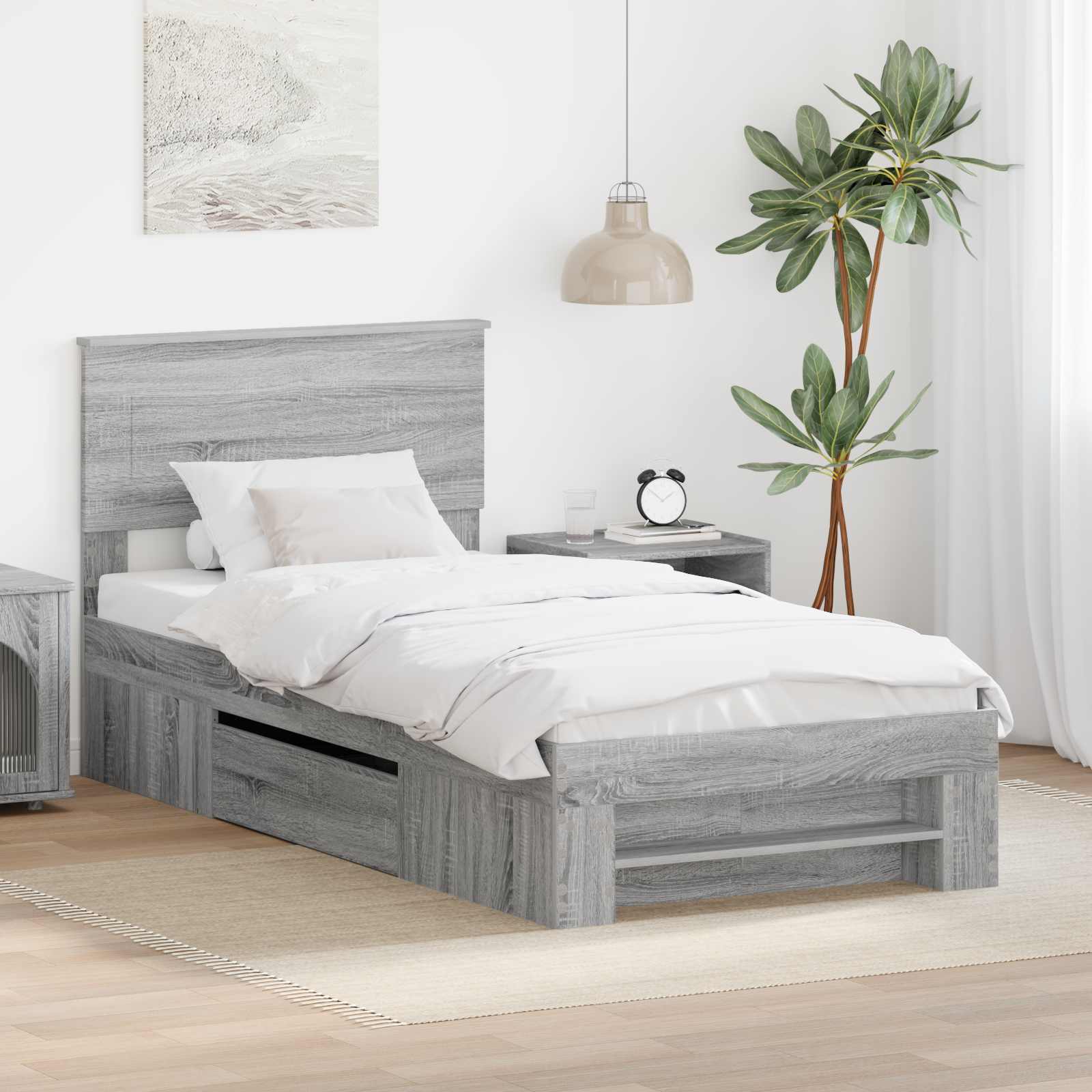 Cadre de lit Gris Sonoma 80 x 200 cm Bois d'ingénierie - XIOS