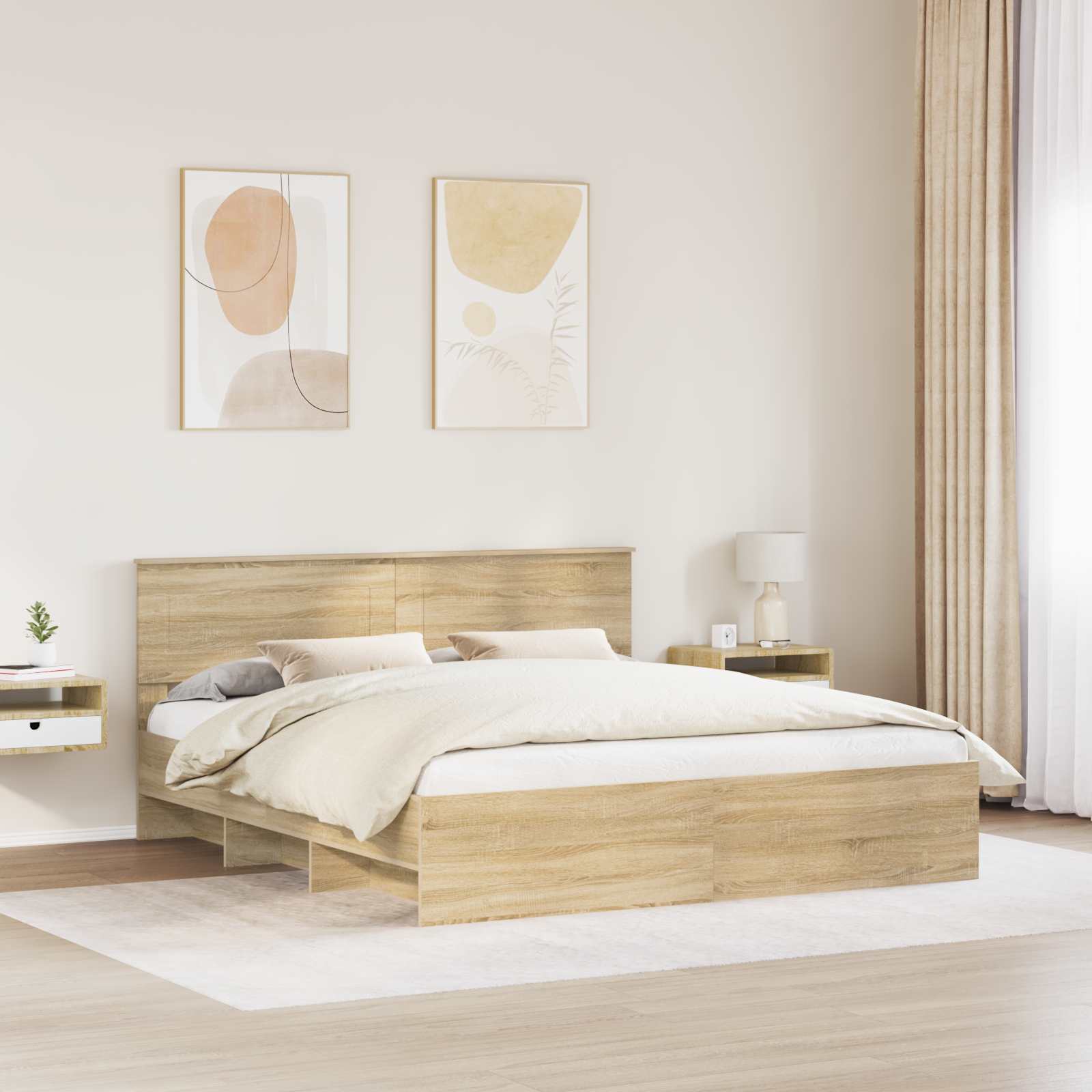 Cadre de lit Chêne Sonoma 200 x 200 cm Bois d'ingénierie - XIOS