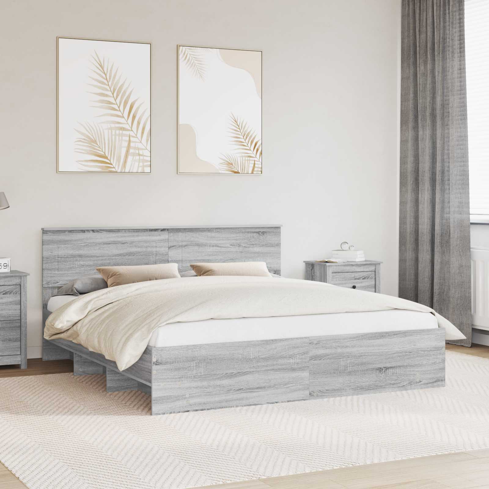 Cadre de lit Gris Sonoma 180 x 200 cm Bois d'ingénierie - XIOS