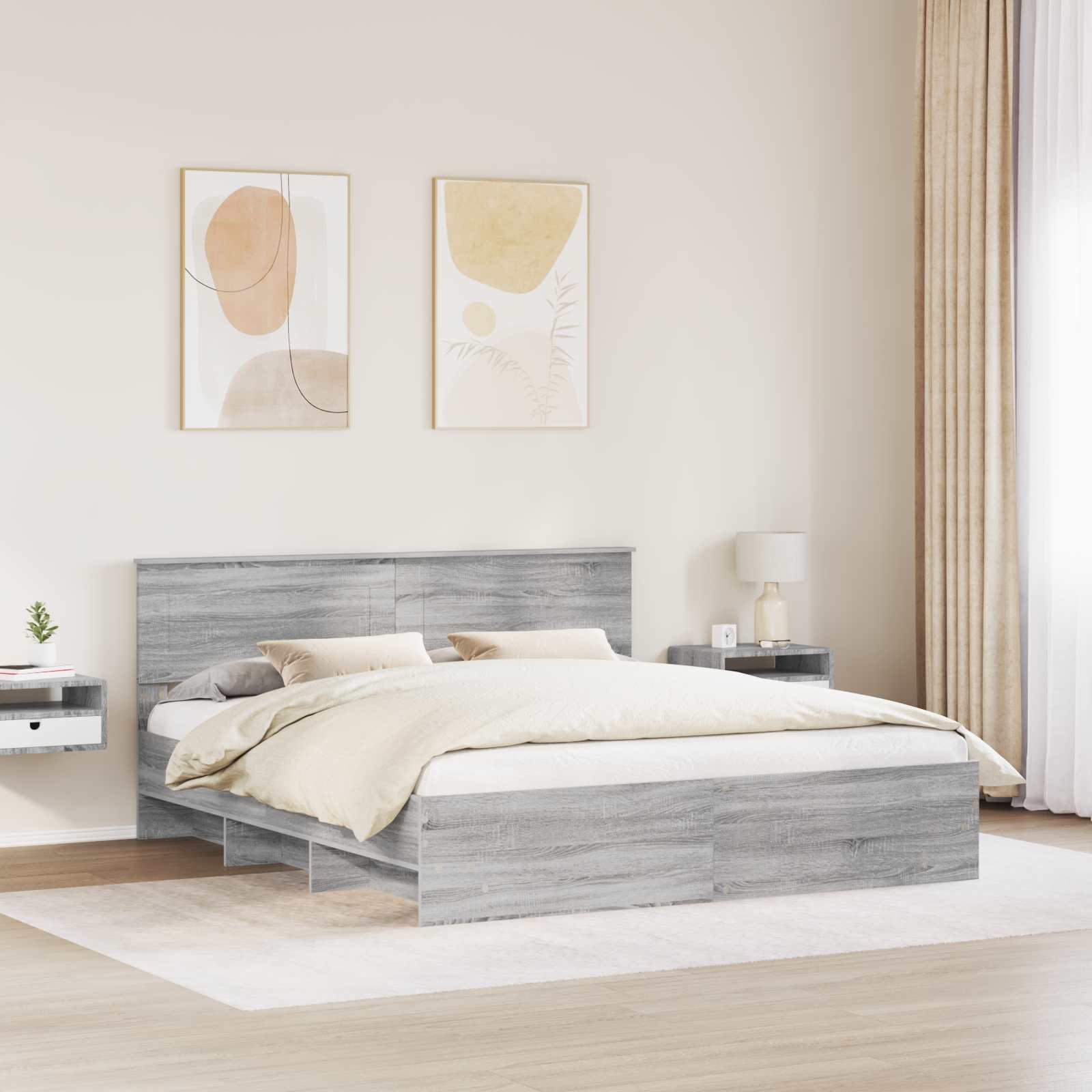 Cadre de lit Gris Sonoma 180 x 200 cm Bois d'ingénierie - XIOS